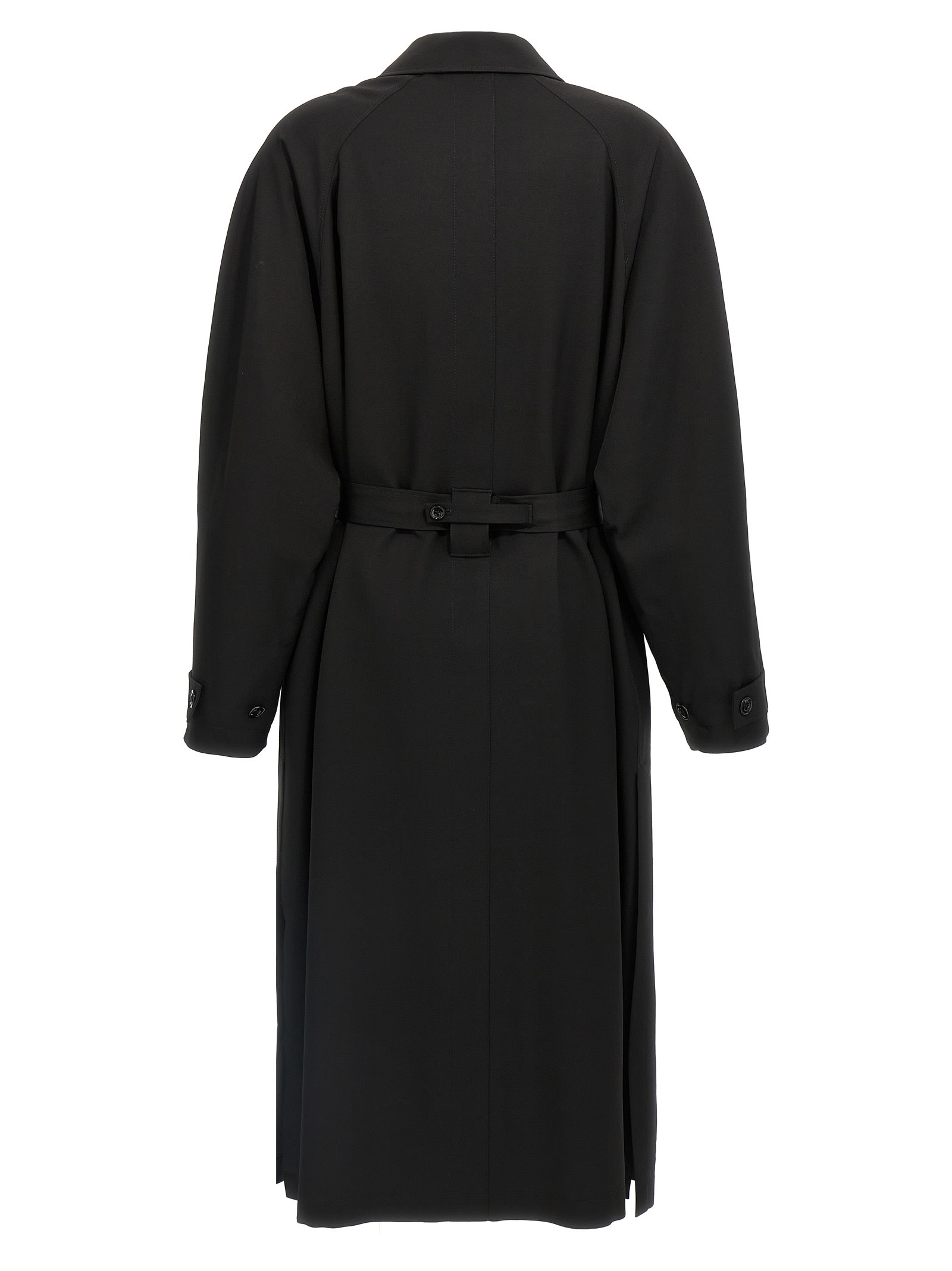 Lemaire Women Wool Trench Coat In Black