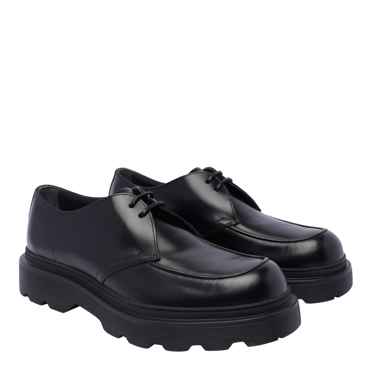 Shop Tod's Leather Lace Up Shoes In Black