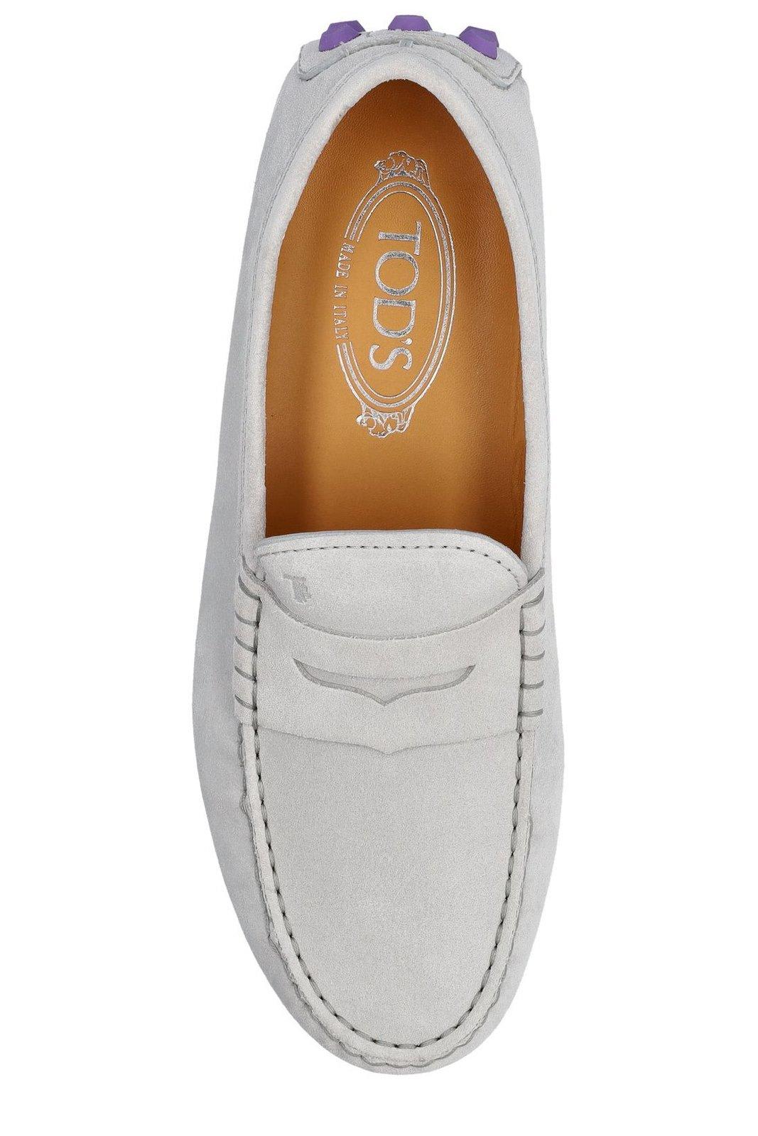 Shop Tod's Gommino Logo-debossed Slip-on Loafers In White