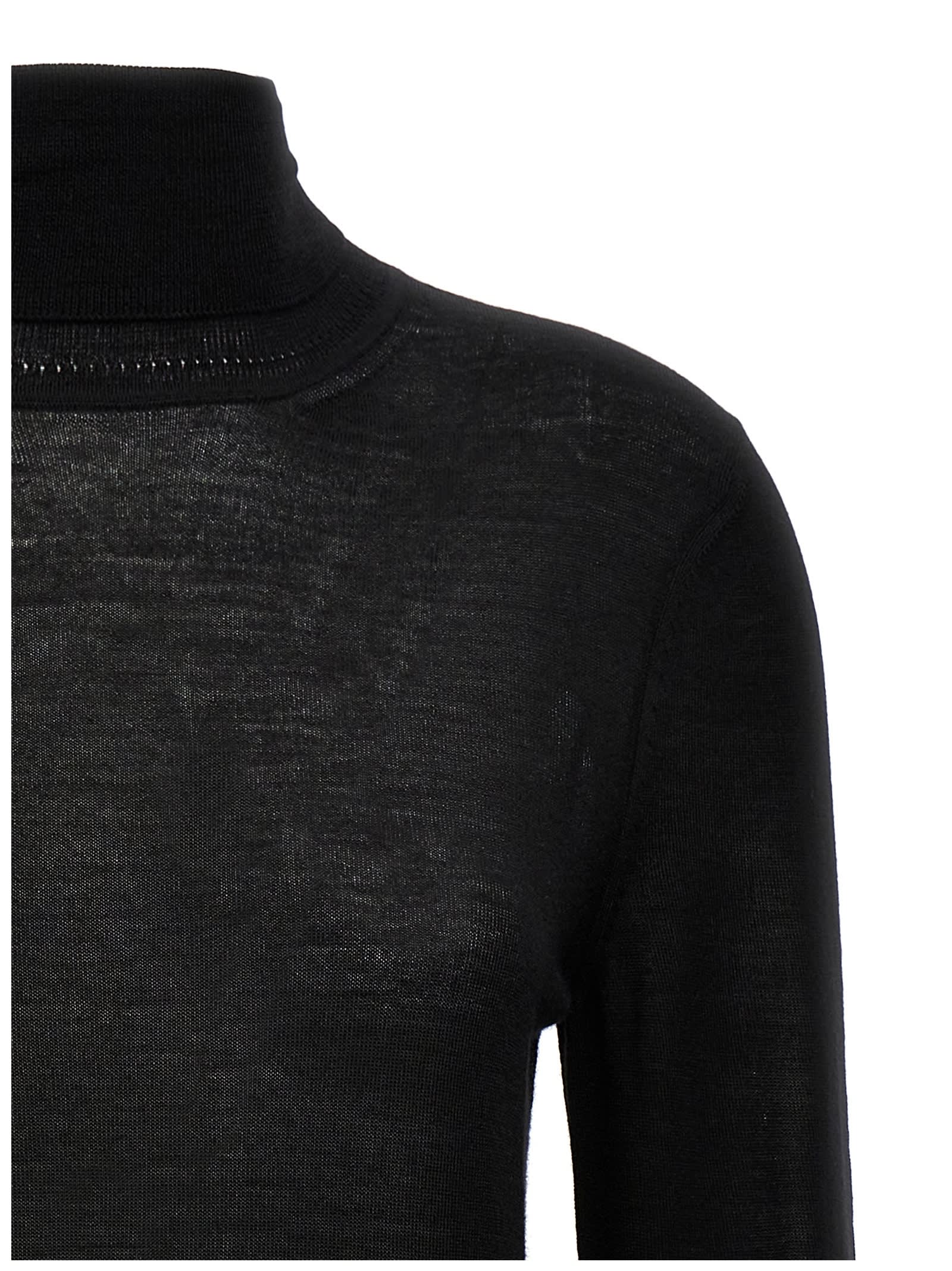 Shop Saint Laurent Cassandre Turtleneck Sweater In Black