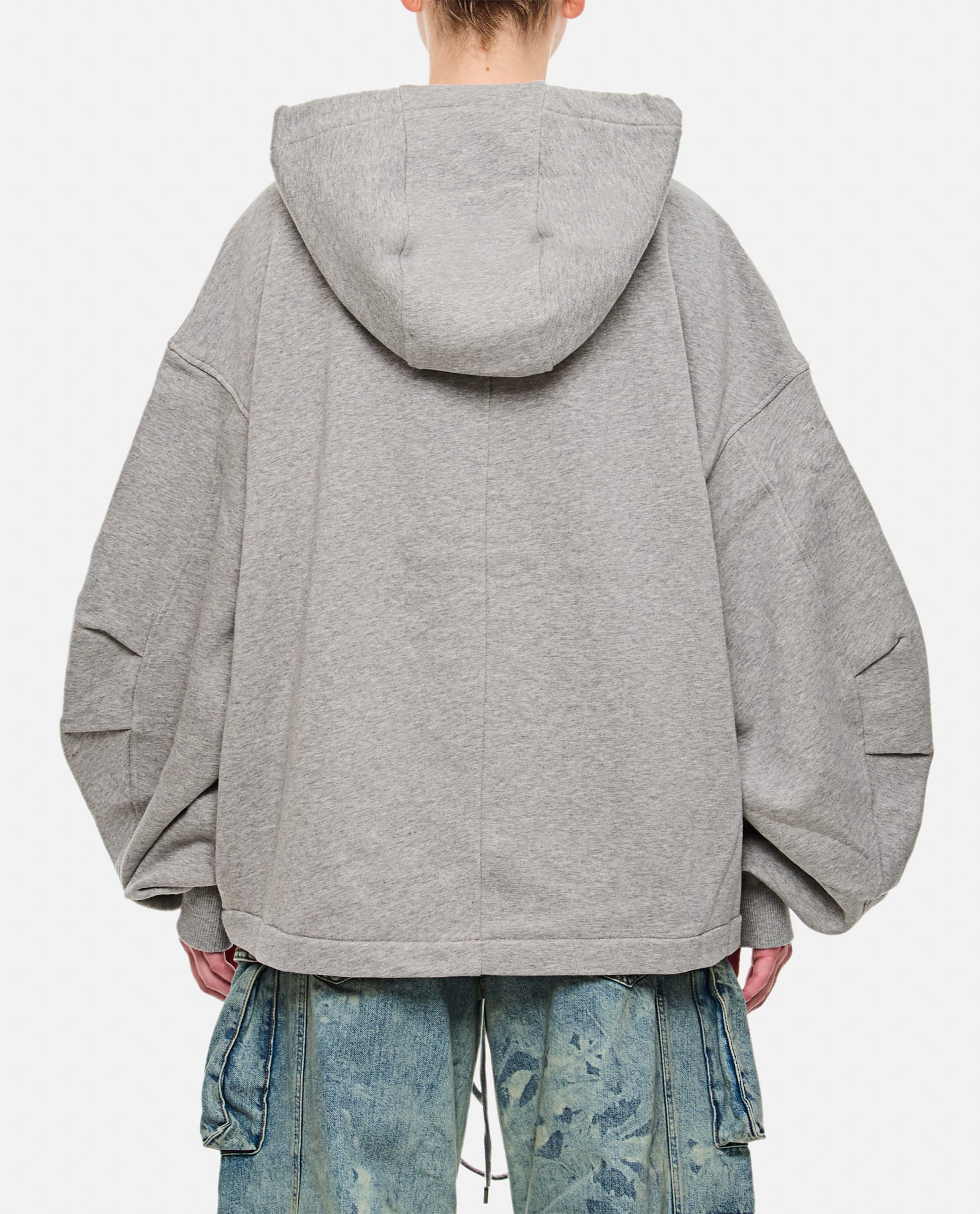 Shop Attico Zipped Oversize Hoodie In Grey