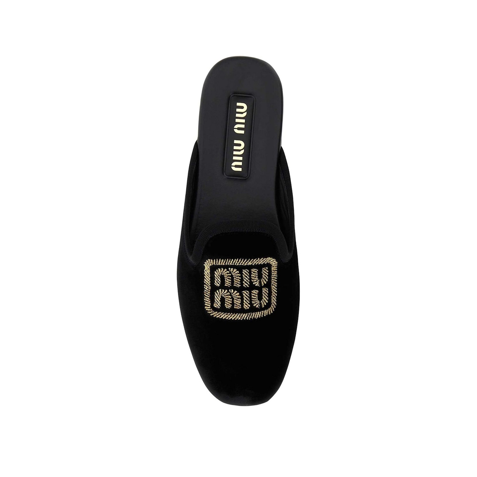 Miu Miu Logo Embroidered Slip-on Mules Women In Black