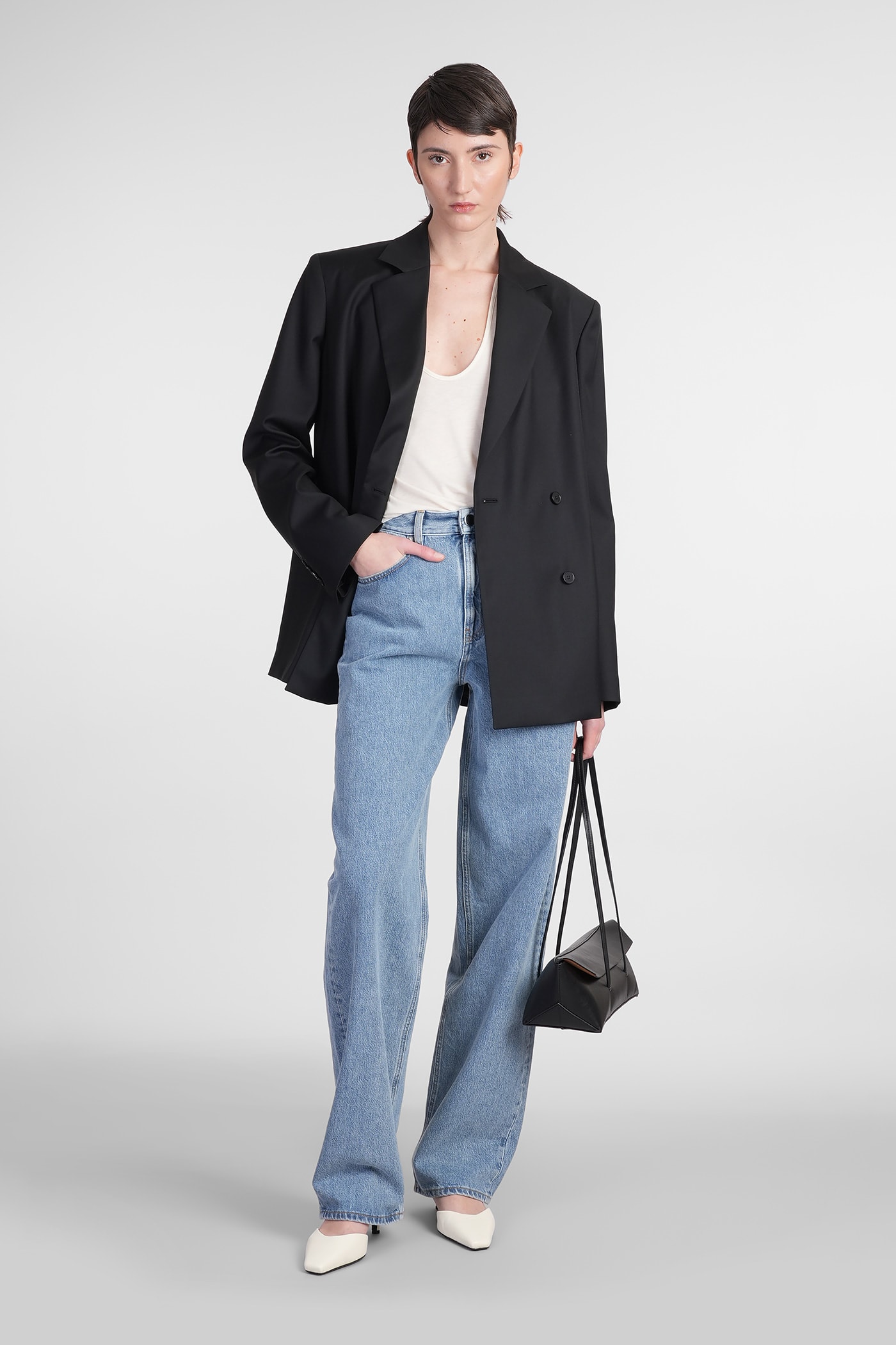 Shop Loulou Studio Samur Jeans In Blue Cotton