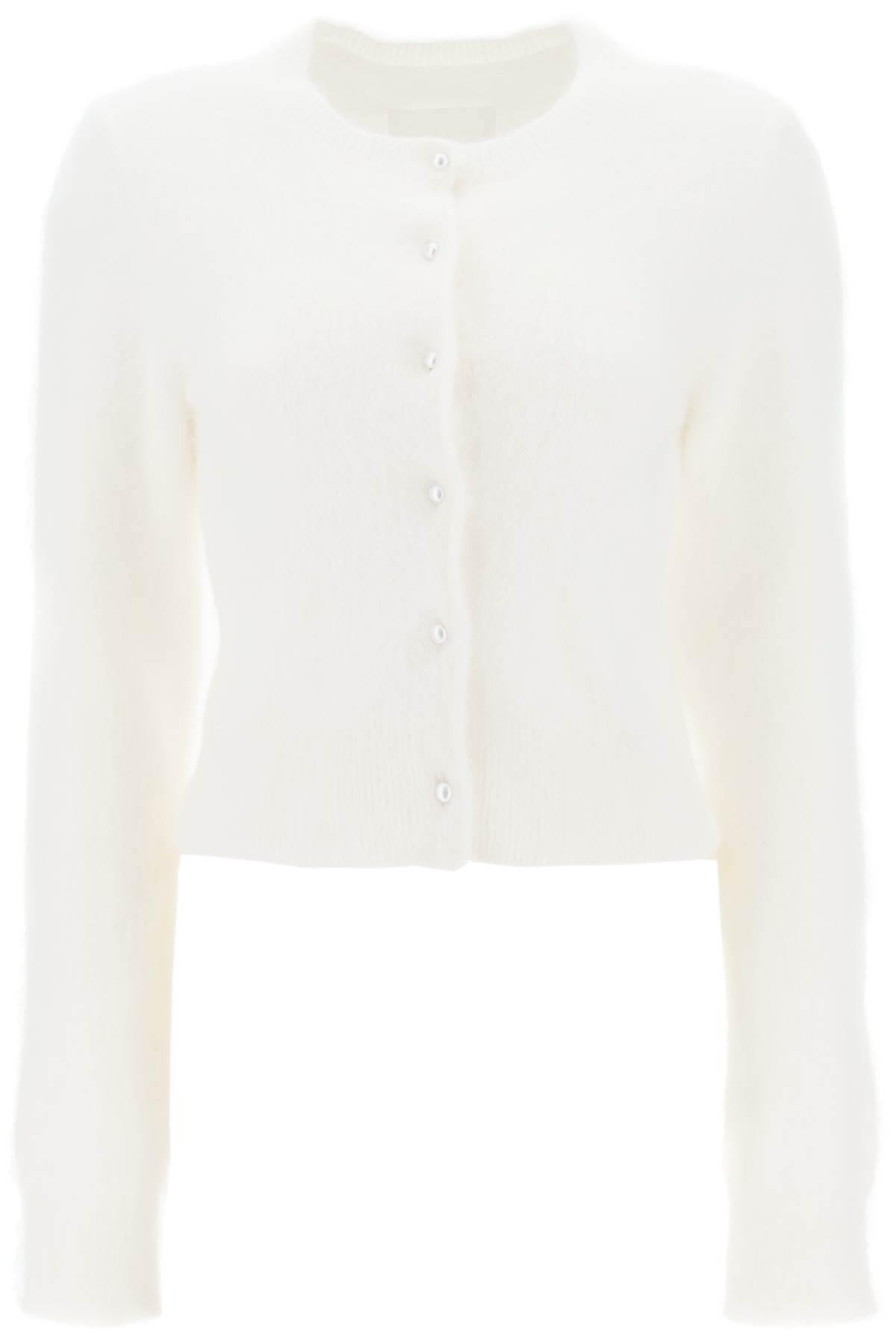 Shop Maison Margiela Angora Crew Neck Cardigan In Off White (white)