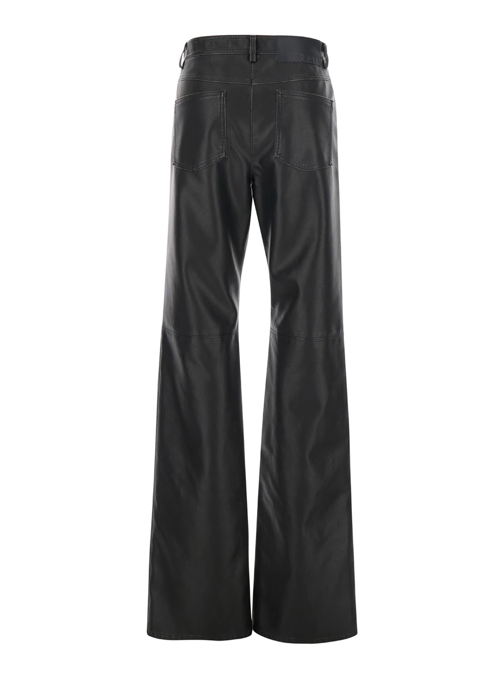 Shop Msgm Black Straight Pants In Eco Leather Woman