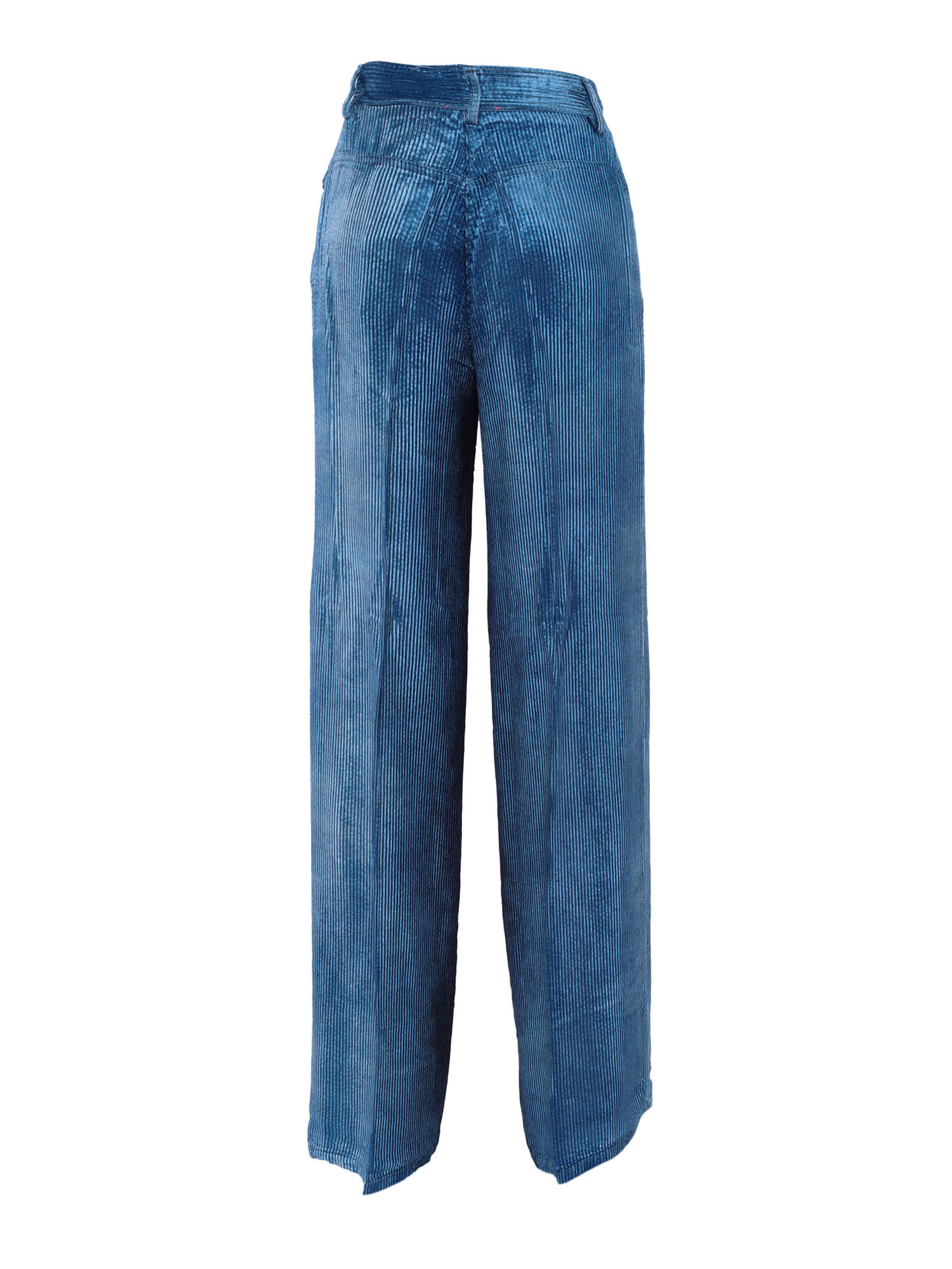 Shop Forte Forte Wide Leg Trousers In Degrad Velvet Denim In Multicolor