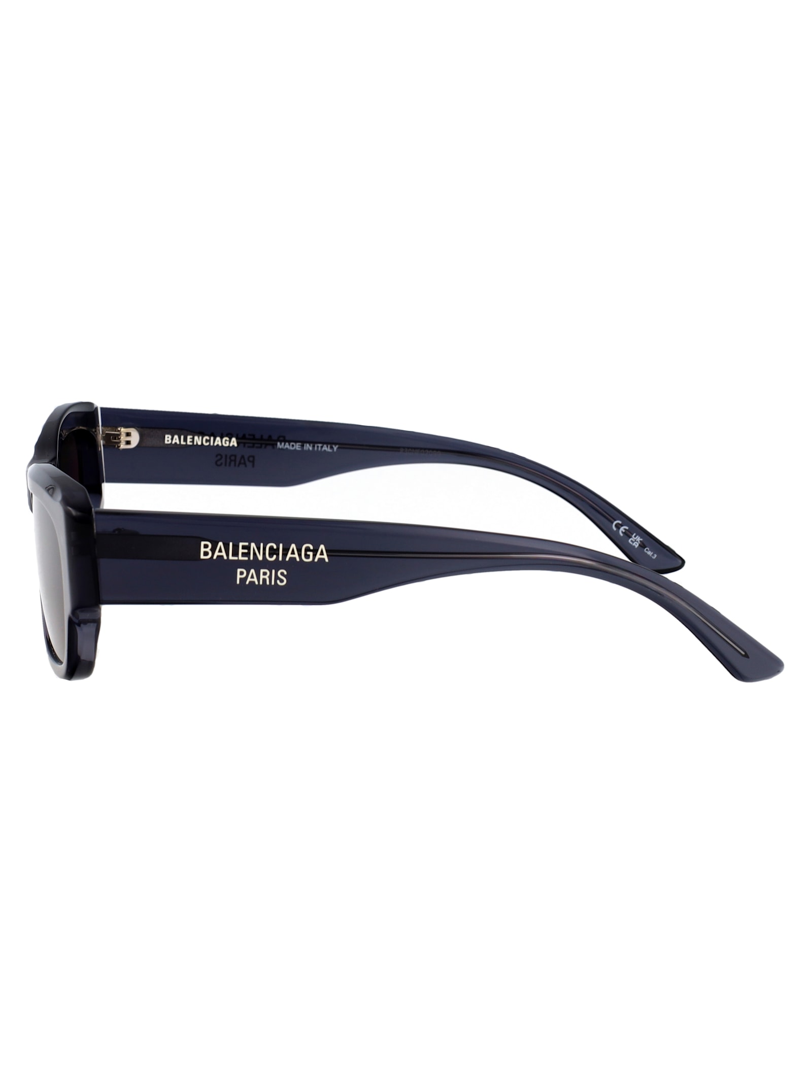 Balenciaga Grey-grey-grey Recycled Acetate Sunglasses In Black