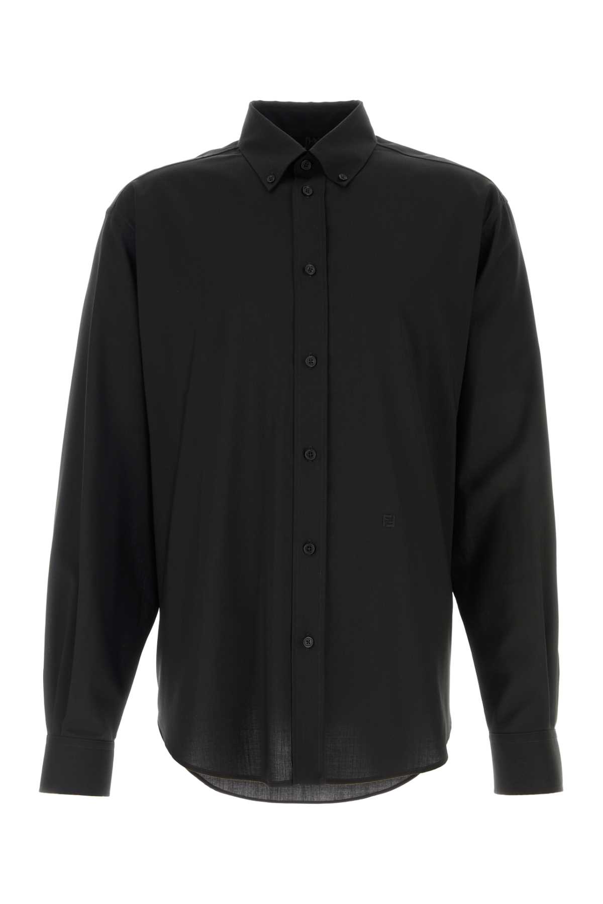 Fendi Wool Shirt Long Sleeves In Black