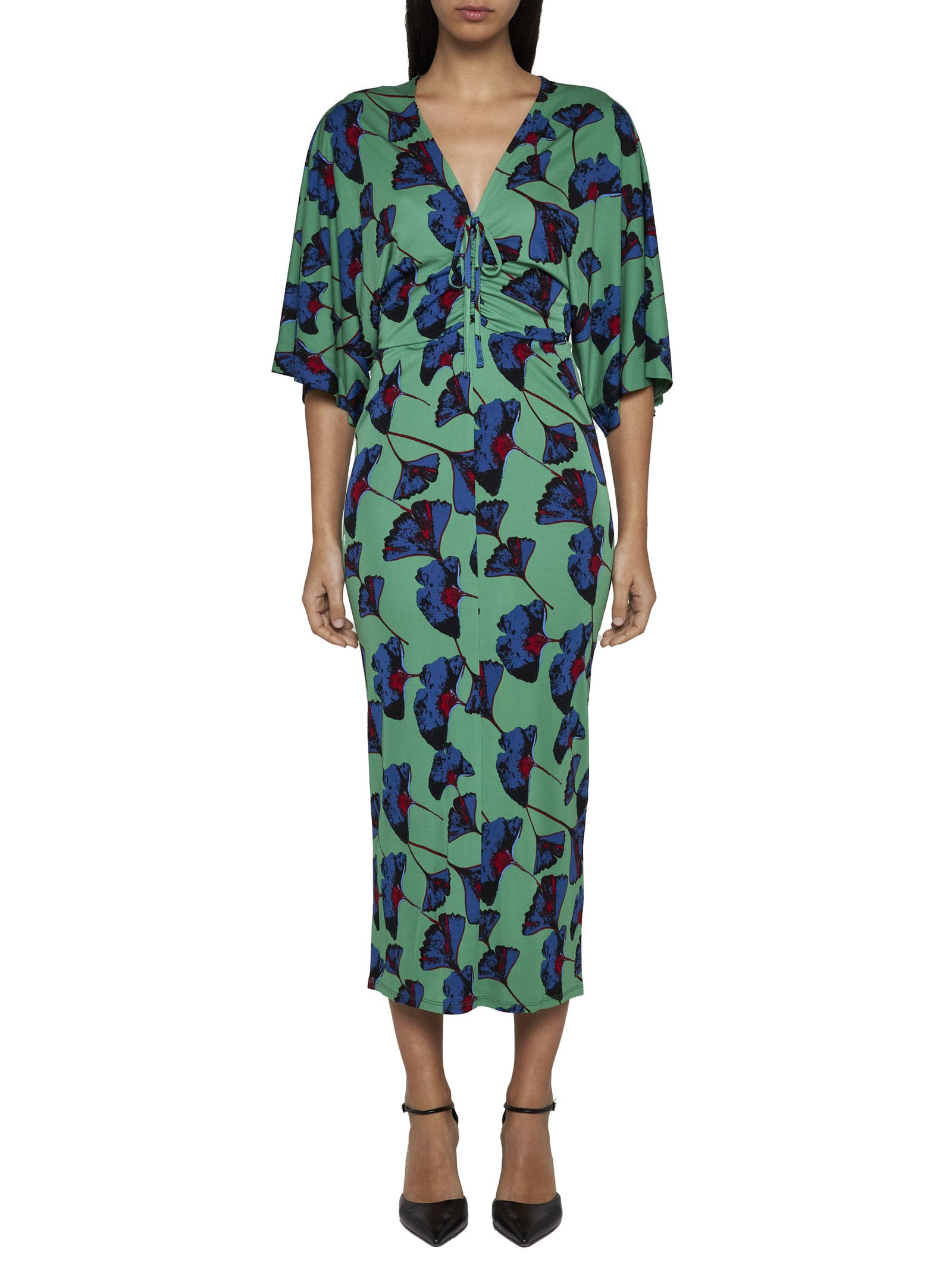 Shop Diane Von Furstenberg Dress In Falling Gingko Venus Gn