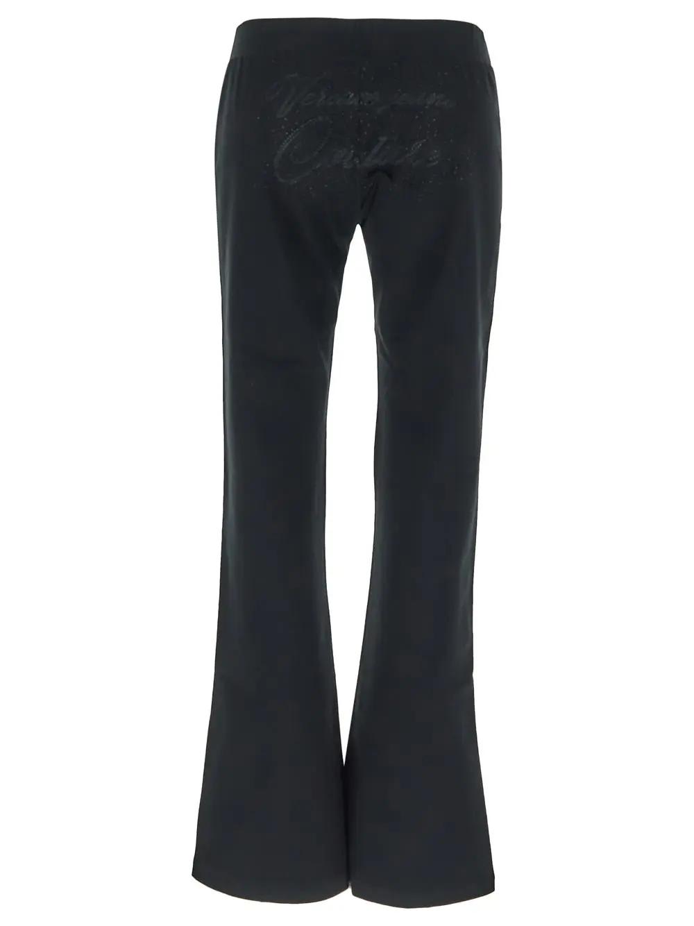 Shop Versace Jeans Couture Logo Script Trousers In Black