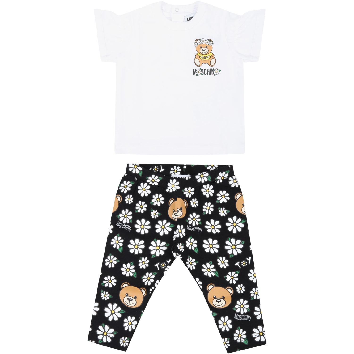 Moschino Multicolor Suit For Babygirl With Flowers