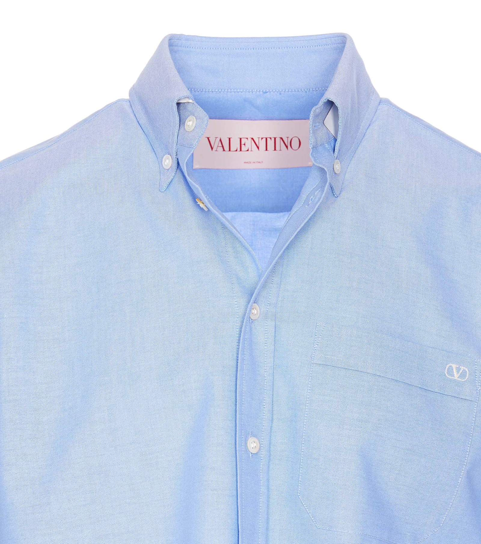 Valentino Camicia Maniche Lunghe Vlogo Signature Shirts Light Blue In Blue