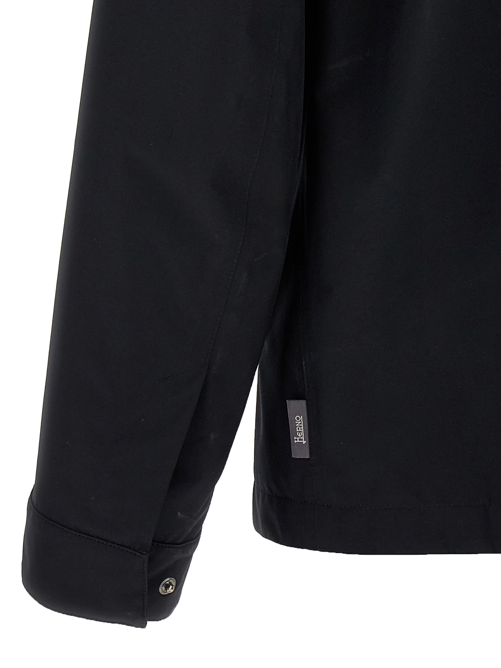 Herno Windproof Jacket Collared Side Pockets In Black