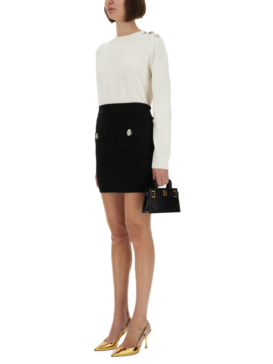 Balmain Button-embellished Skirt In Black