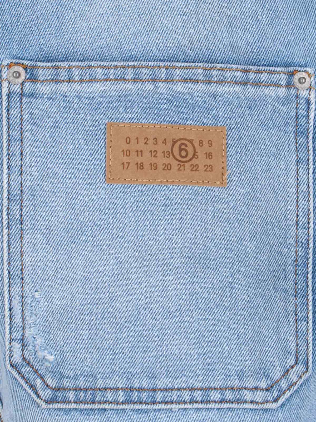 Mm6 Maison Margiela Mm6 By Maison Margiela Relaxed Fit High-waisted Distressed Jeans In Medium Blue