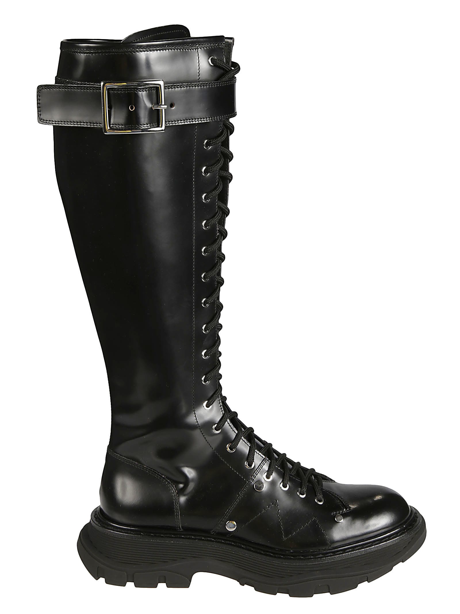 Alexander McQueen Side Buckled Lace-up High Boots