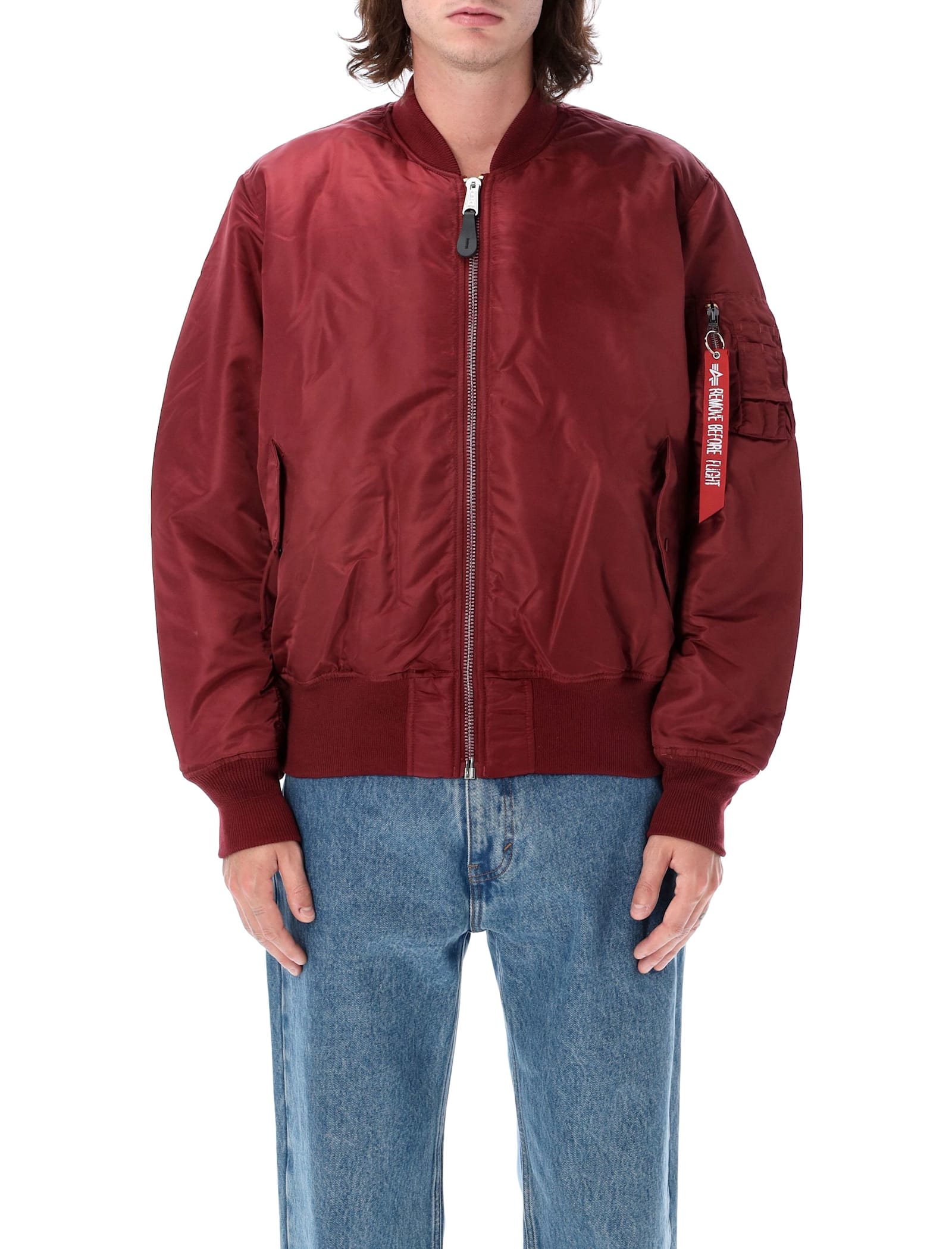 Shop Alpha Industries Ma-1 Bomber Jacket In Burgundy