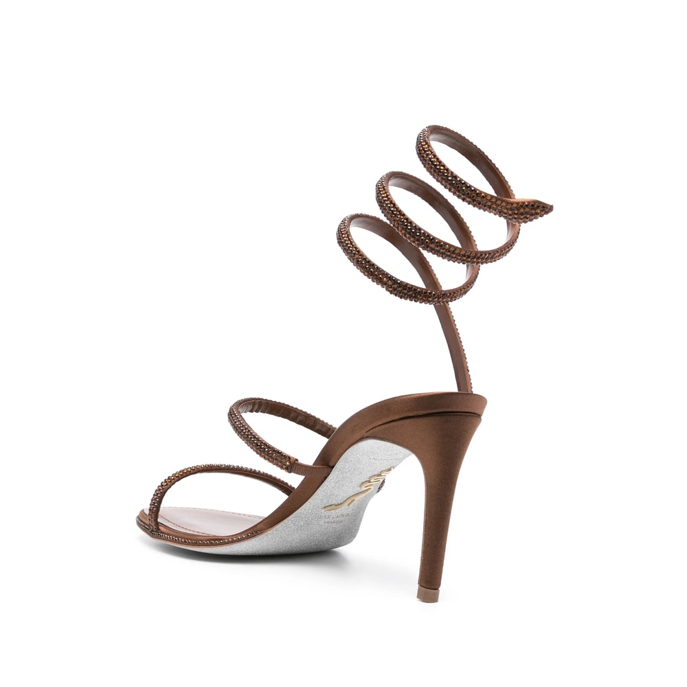 René Caovilla Womens Cleo Ii 105 Crystal-embellished Leather Heeled Sandals Brow In Brown