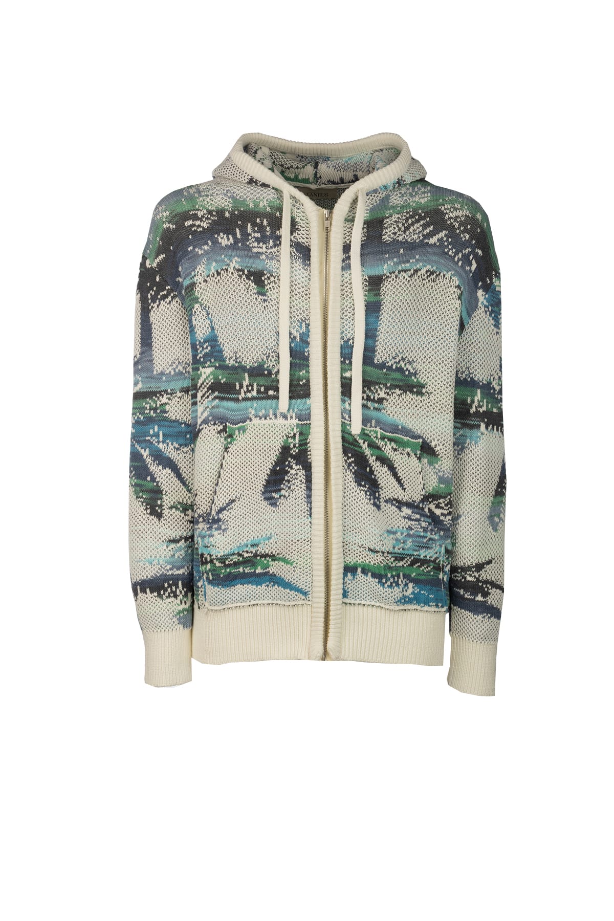 Laneus Drawstring Hooded Knitwear With Ribbed Details In Gray