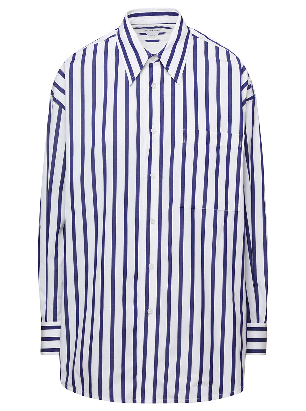 Bottega Veneta Blue And White Striped Shirt In Cotton Woman