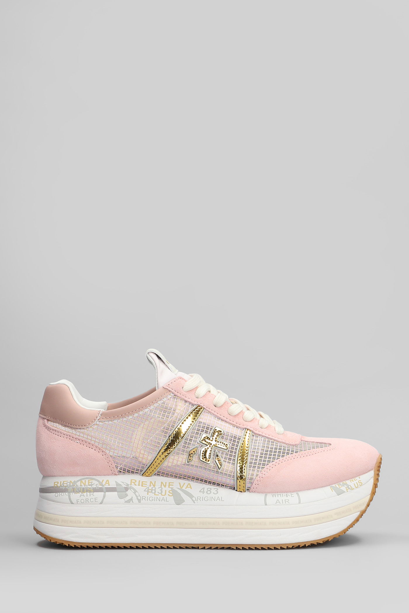 Premiata Beth Sneakers In Rose-pink Suede And Fabric In Pink