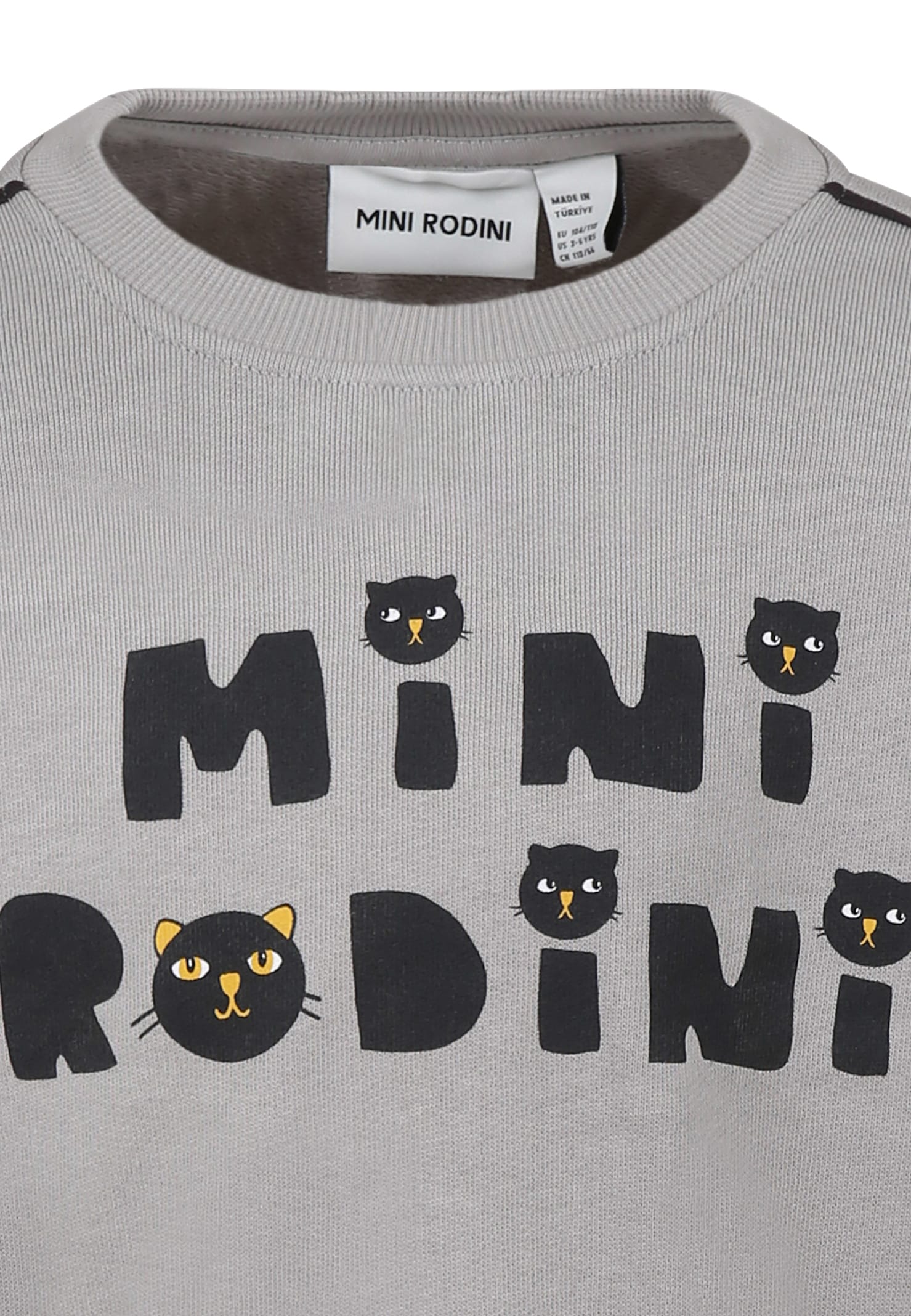 Shop Mini Rodini Grey Sweathirt For Kids With Cats