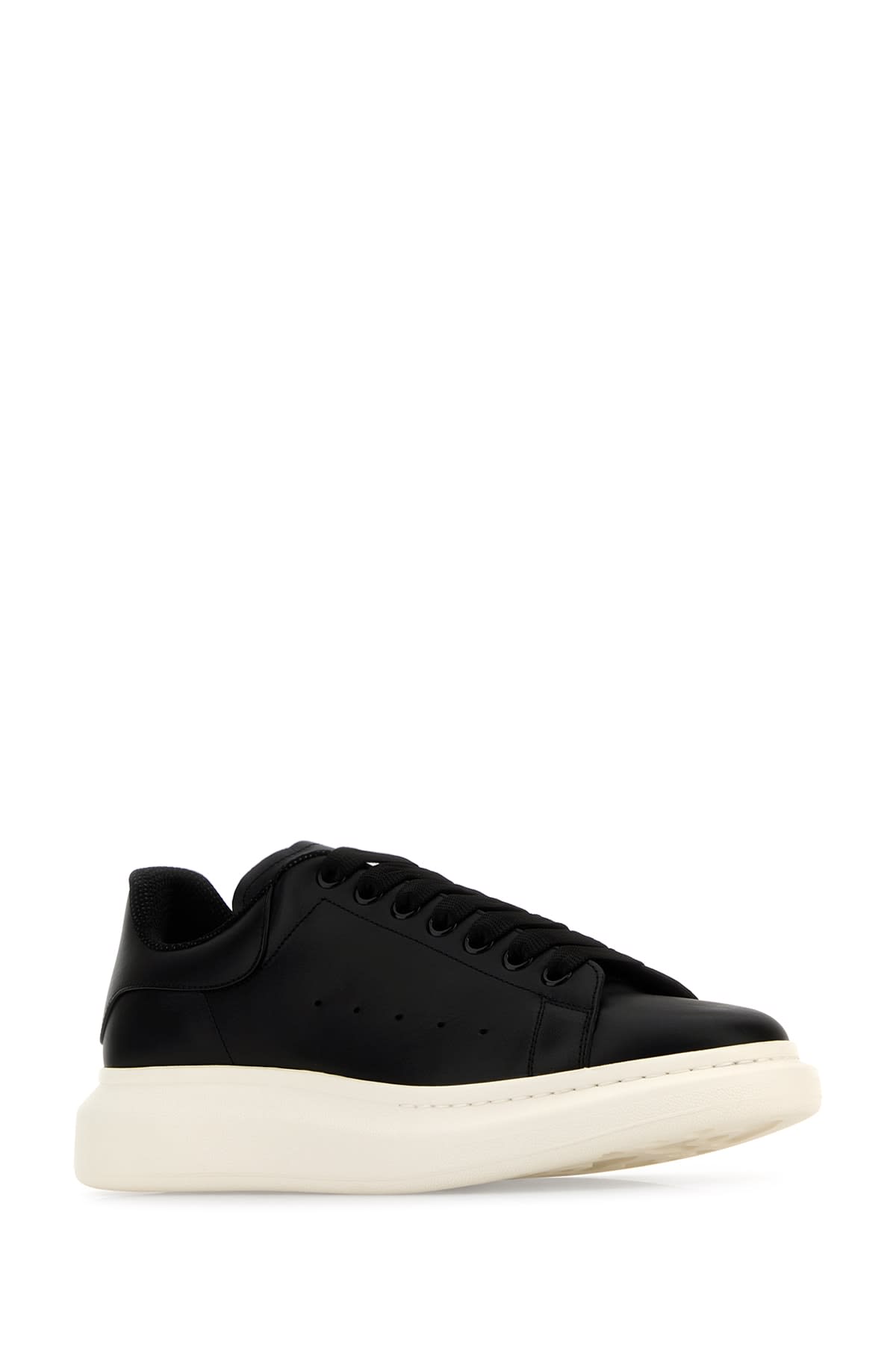 Alexander Mcqueen Men Black Low Top Sneakers With Chunky Sole In Leather Man In Black
