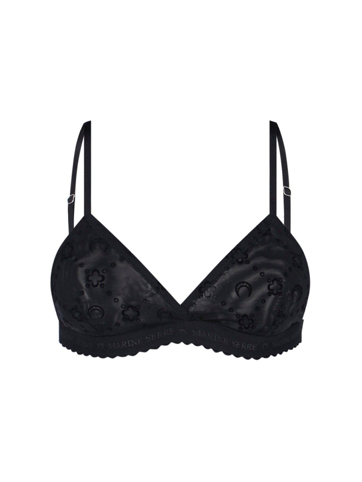 Logo-flocked Triangle Mesh Bra