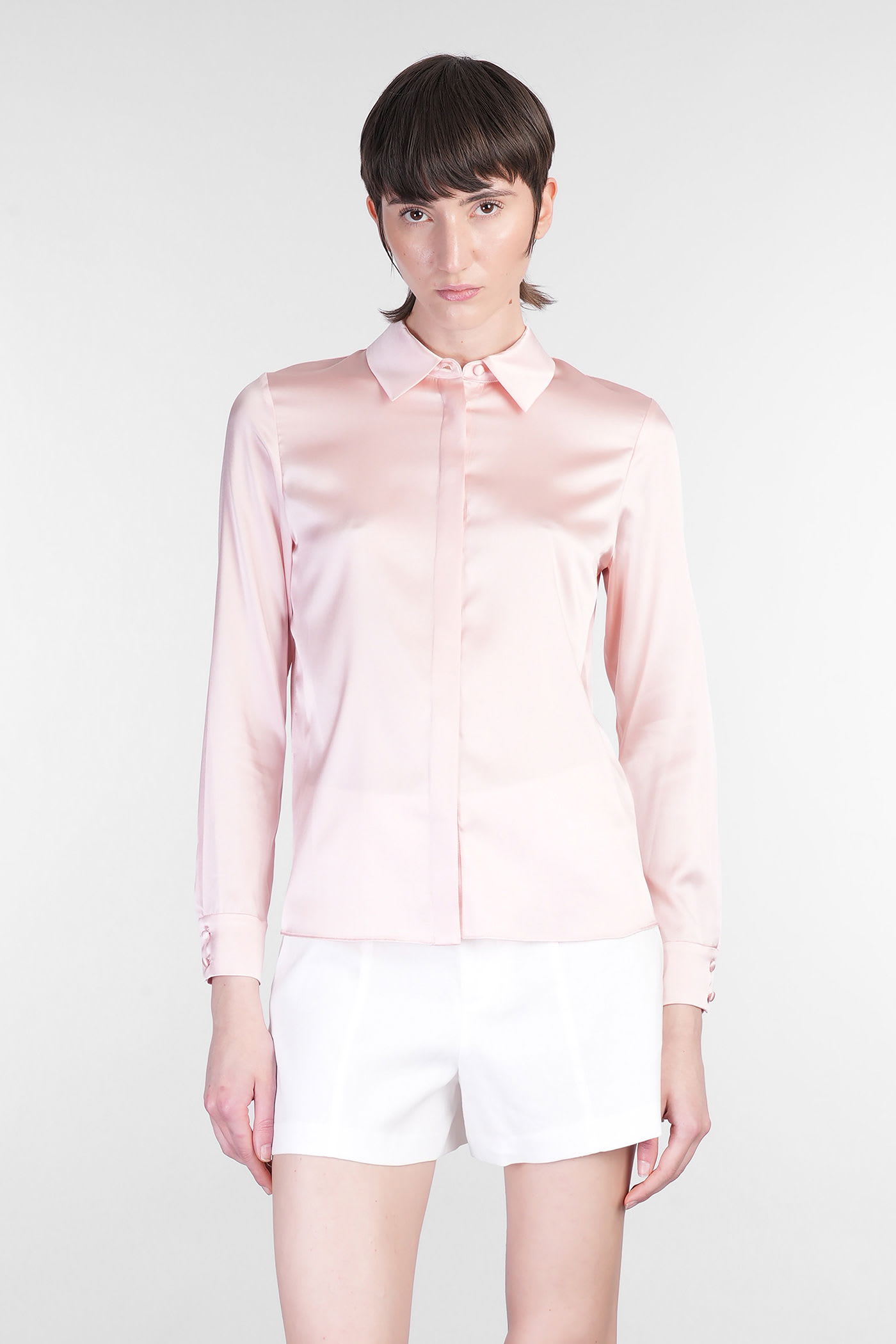 Willa Shirt In Rose-pink Silk