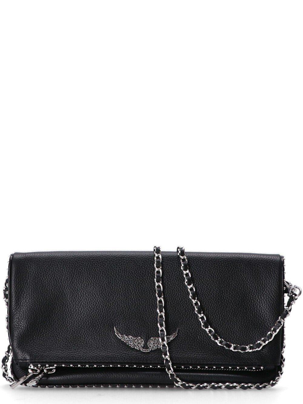 Zadig & Voltaire Stud-embellished Chain-linked Shoulder Bag In Black