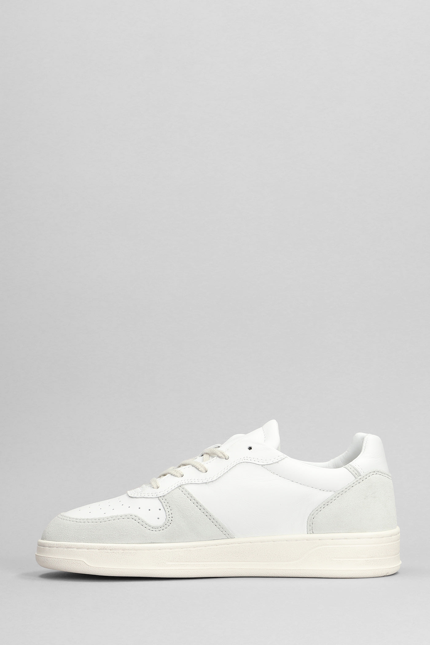 Shop Date Court Sneakers In White Suede And Leather