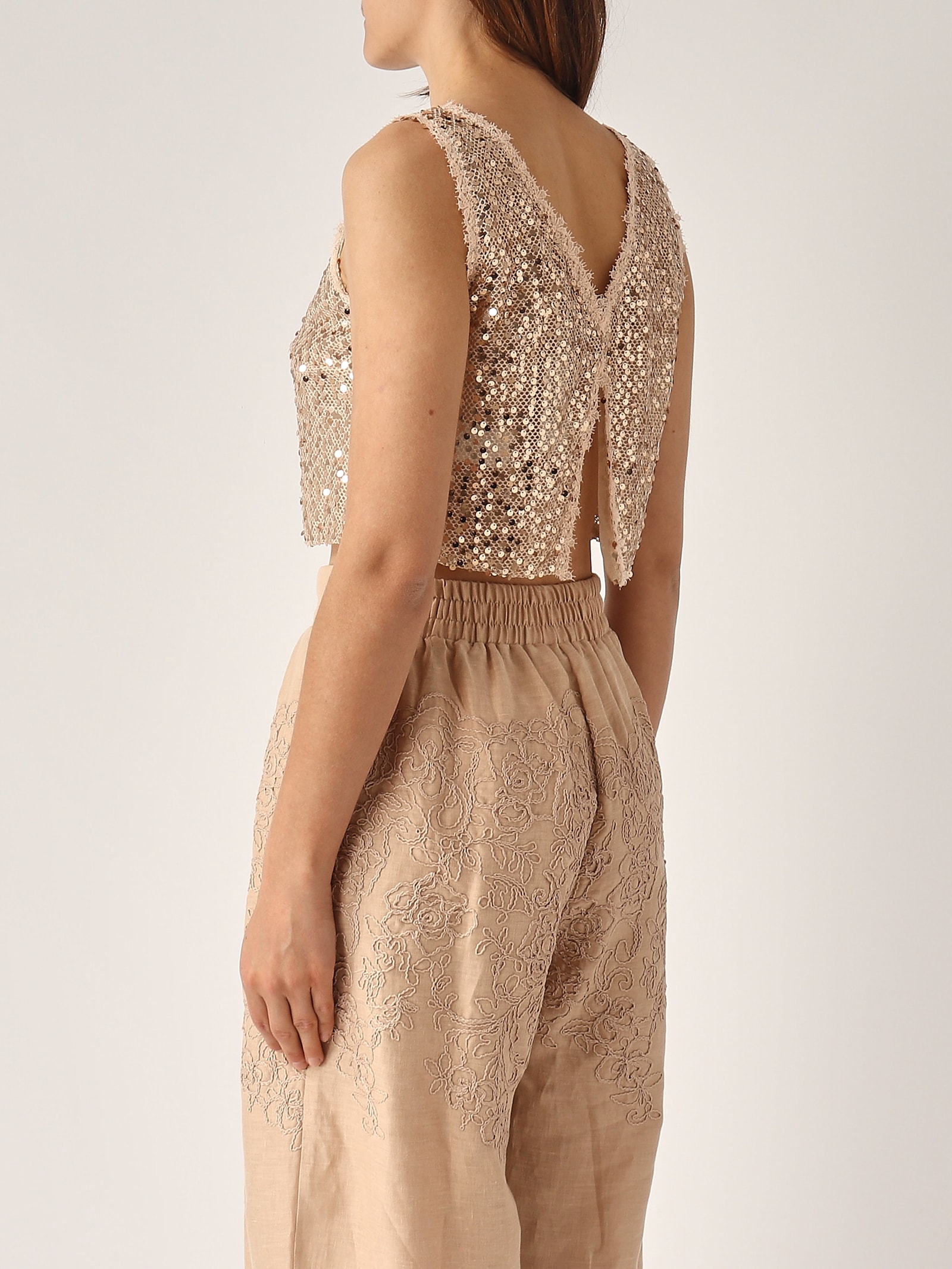 Ermanno Scervino Top Full Paillettes Tank Top In Neutral