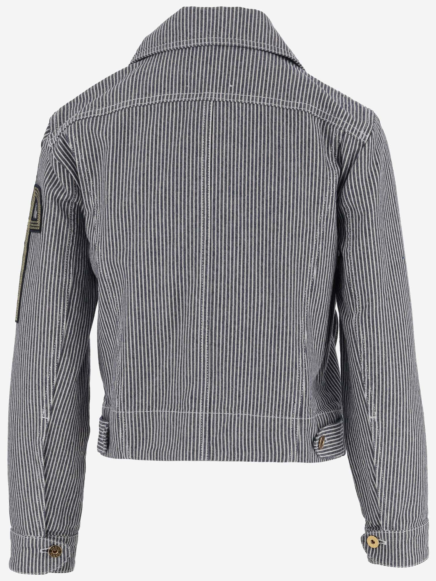 Shop Patou Iconic Denim Jacket In Navy Striped