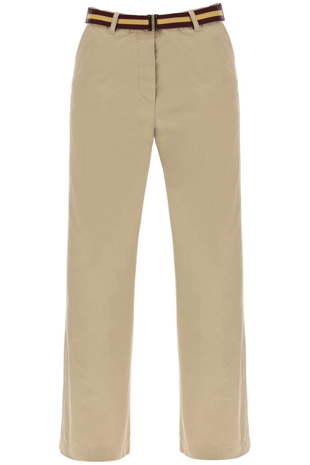 Shop Dries Van Noten Belted Straight Leg Pants In Beige