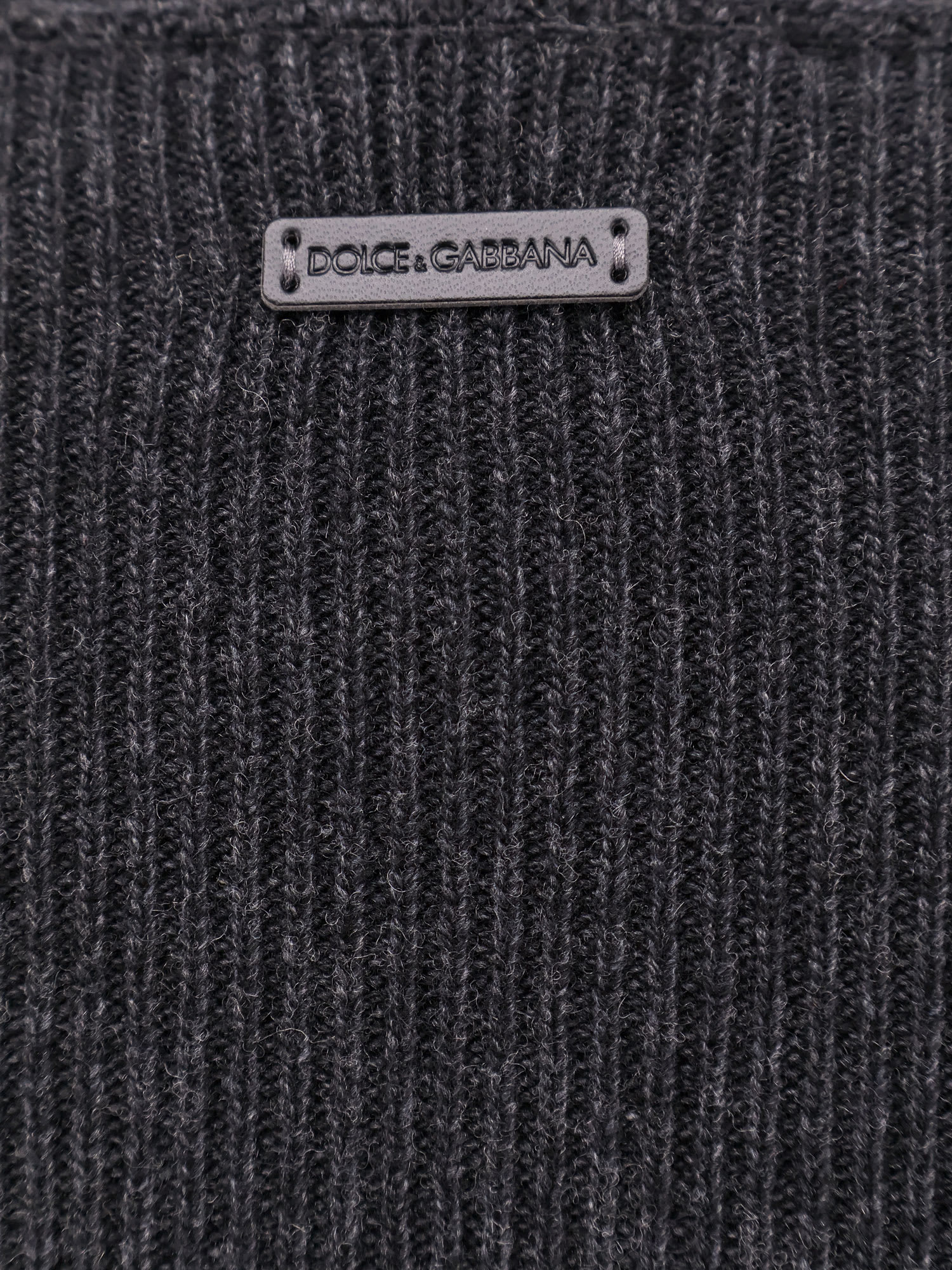 Dolce & Gabbana Crewneck Wool Blend Sweater Patch In Gray