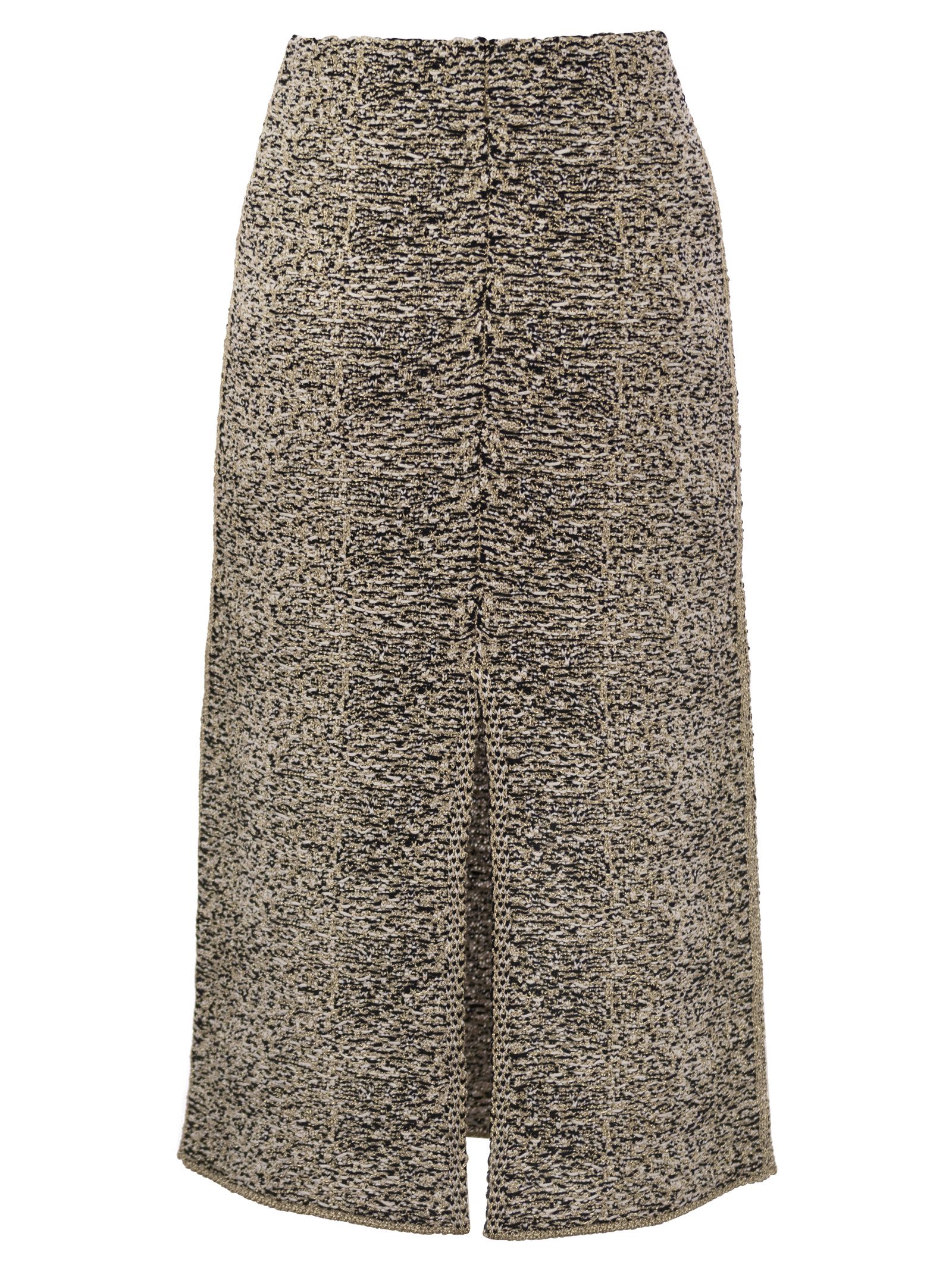 Shop Fabiana Filippi Tweed Stitch Pencil Skirt In Black/gold