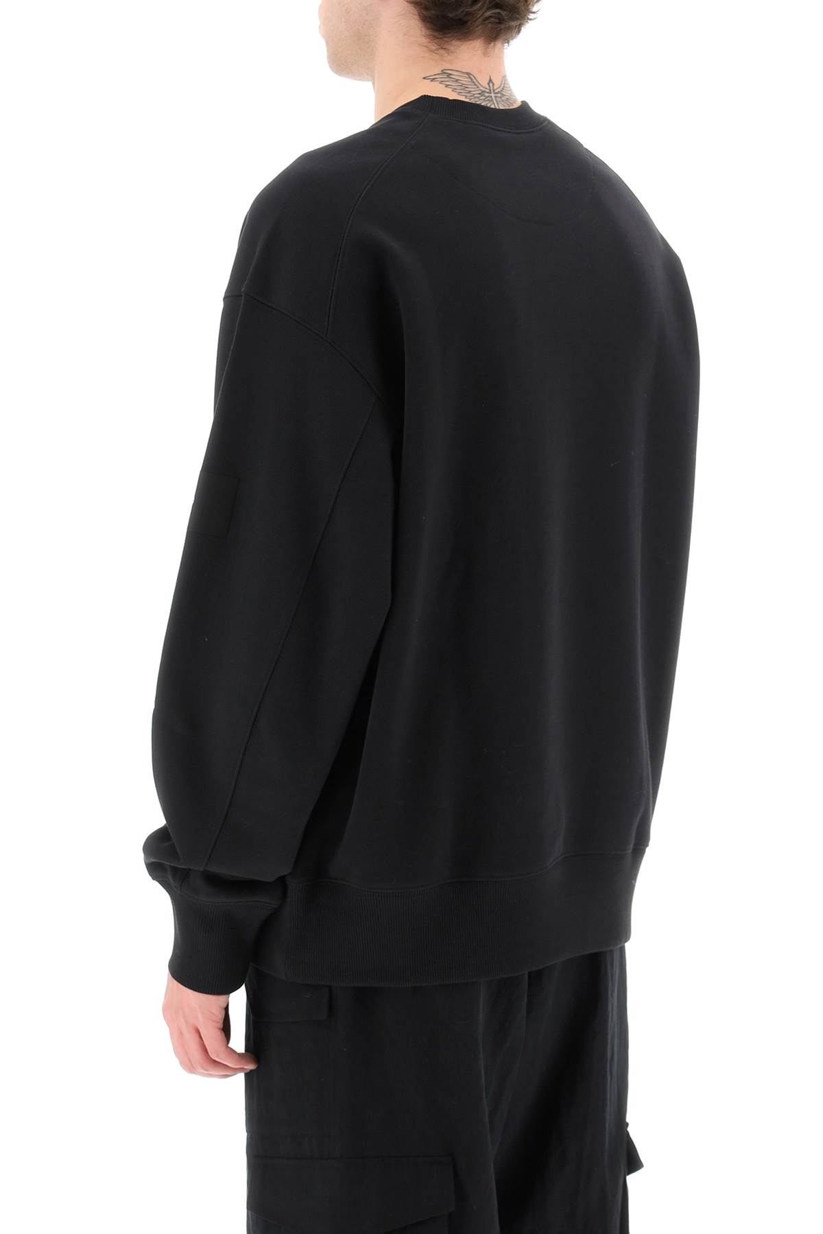 Y-3 Y 3 Crewneck Sweatshirt With Rubberized Logo Print On Sleeve In Black