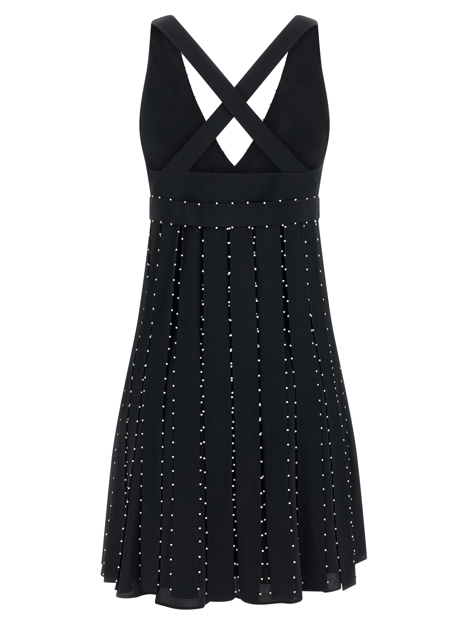 Giovanni Bedin Silk Blend Mini Dress With Pearl In Black