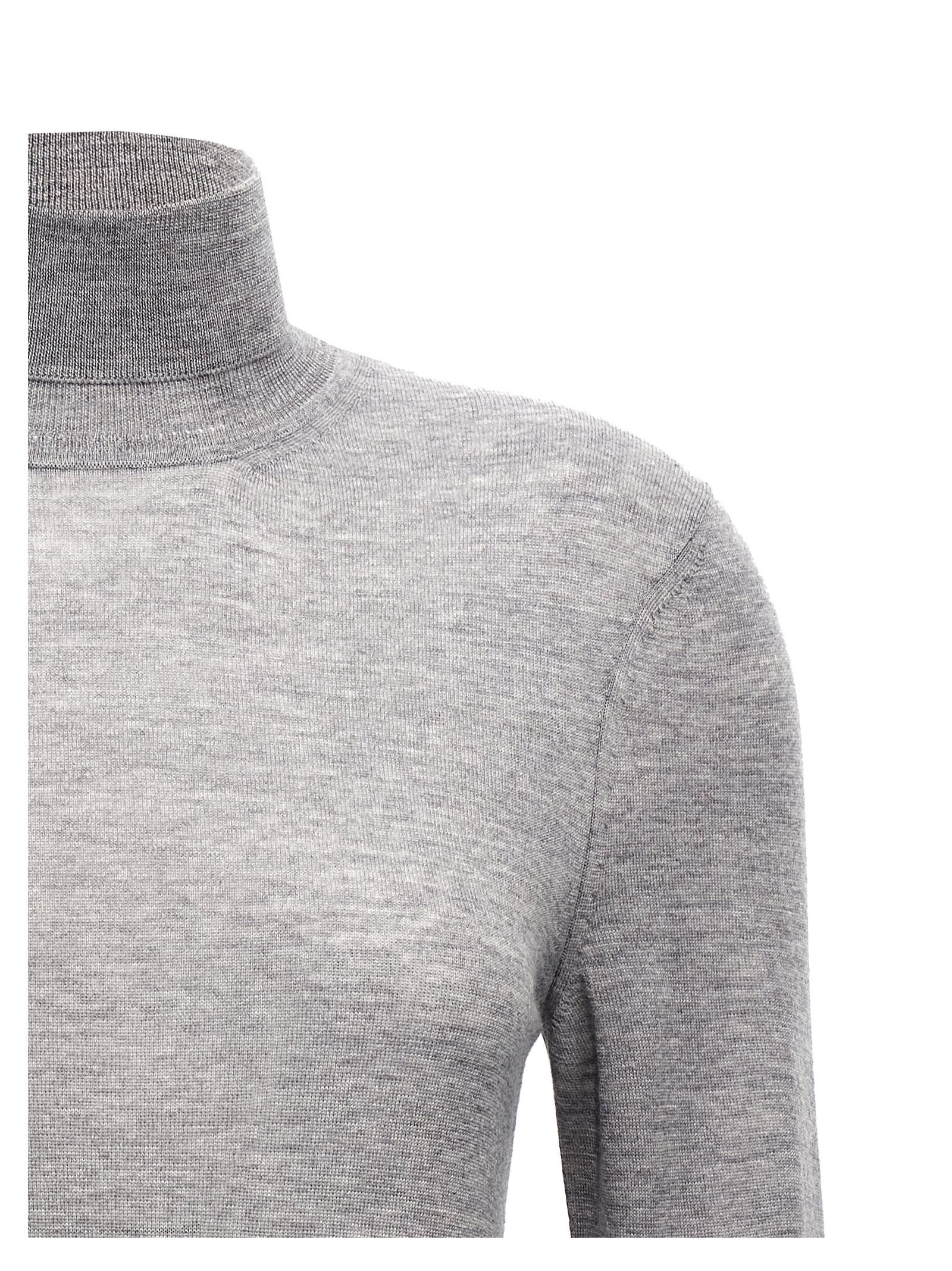 Shop Saint Laurent Cassandre Turtleneck Sweater In Gray