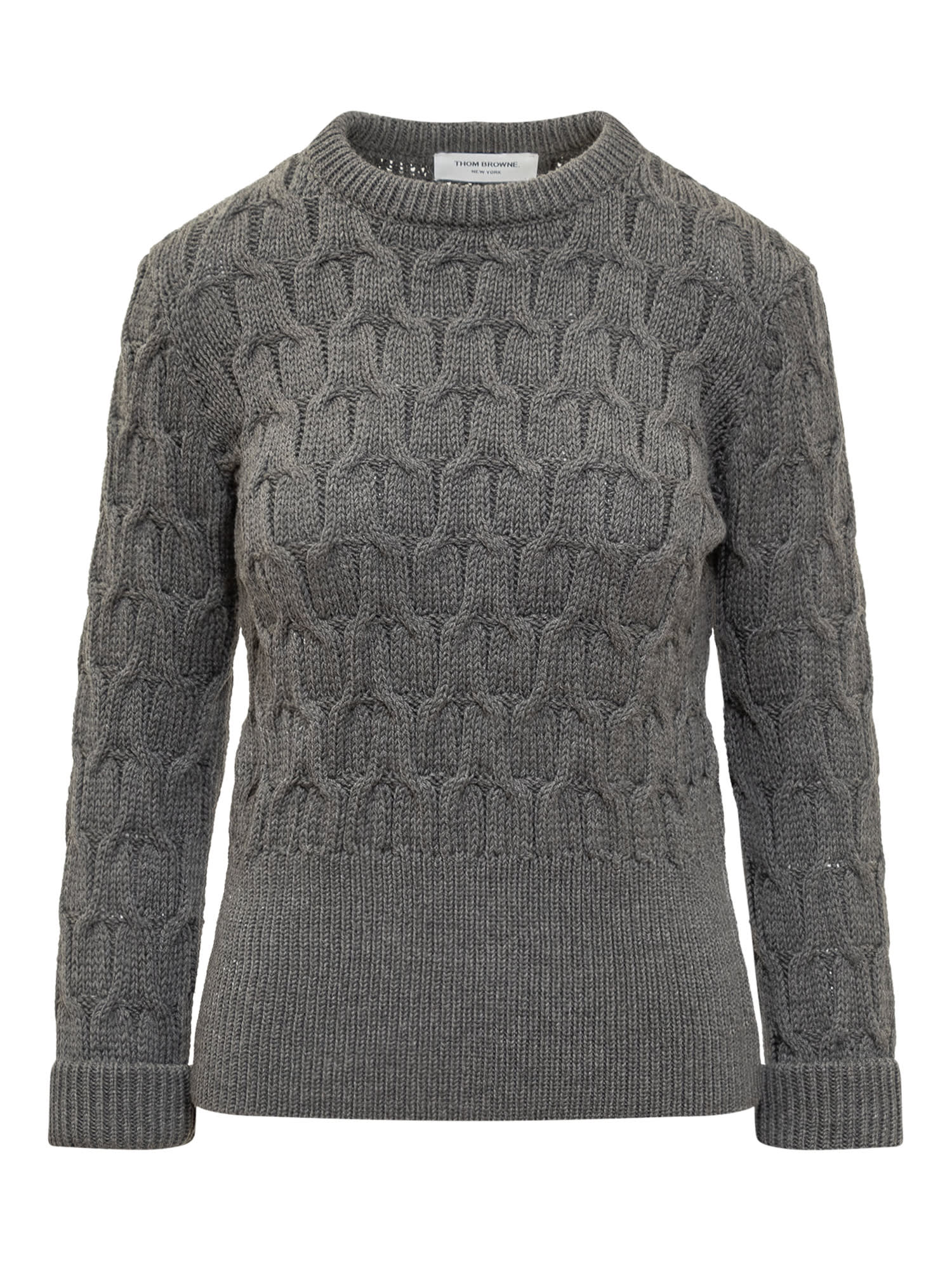 Shop Thom Browne Crisscross Pullover In Med Grey