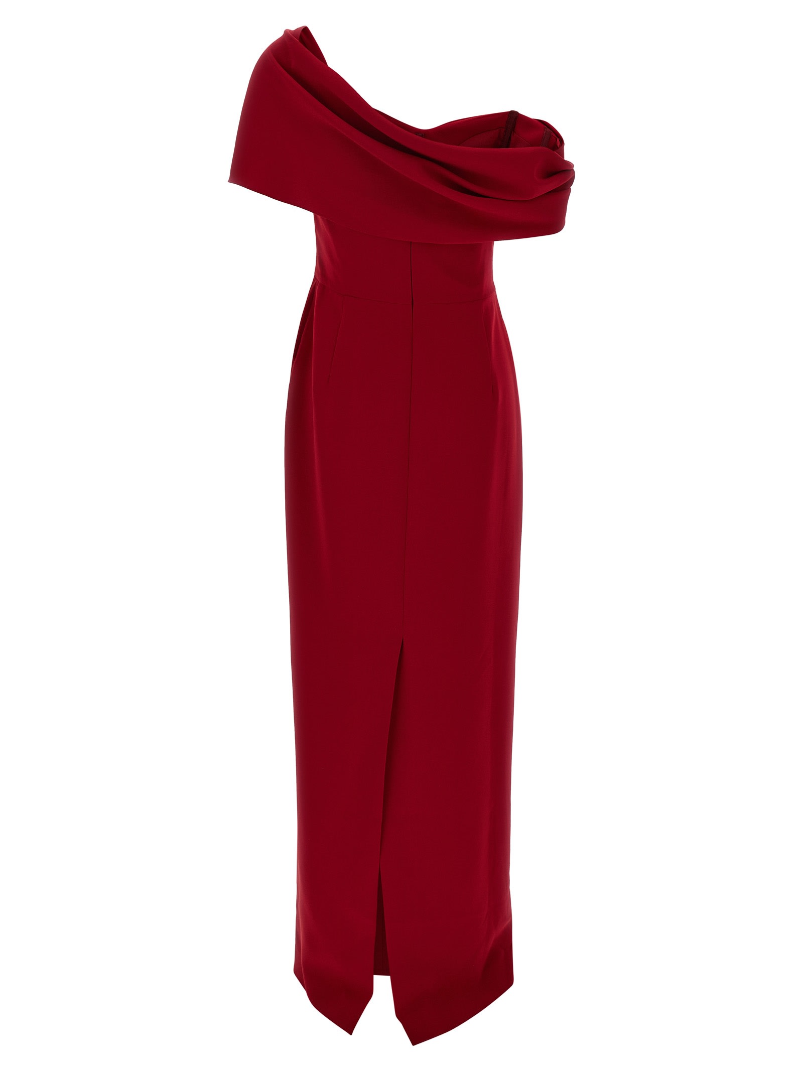 Carolina Herrera Off-shoulder Floor-length Draped Dress In Red
