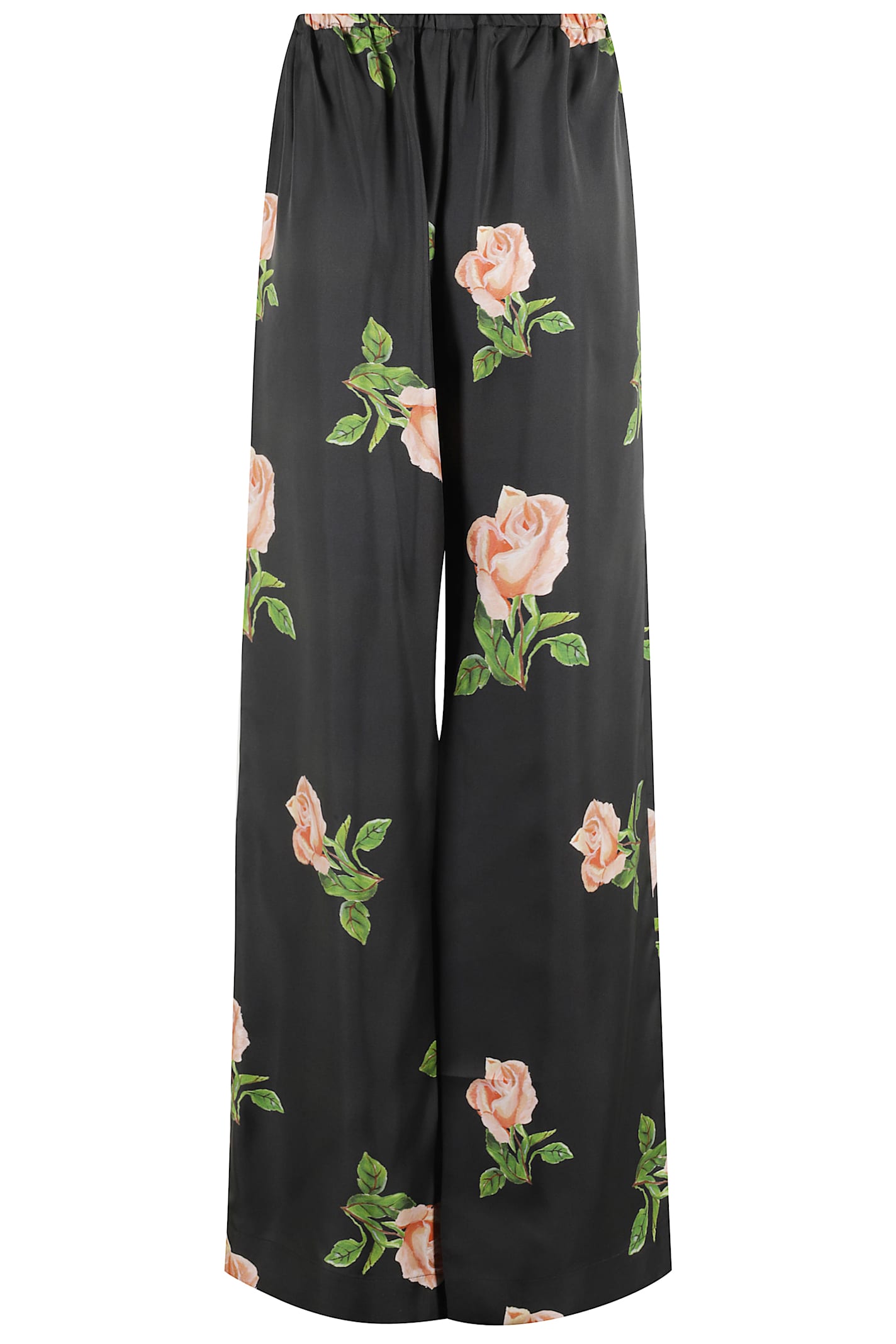 Nanushka Arvenn Rose-print Elastic-waist Trousers In Black