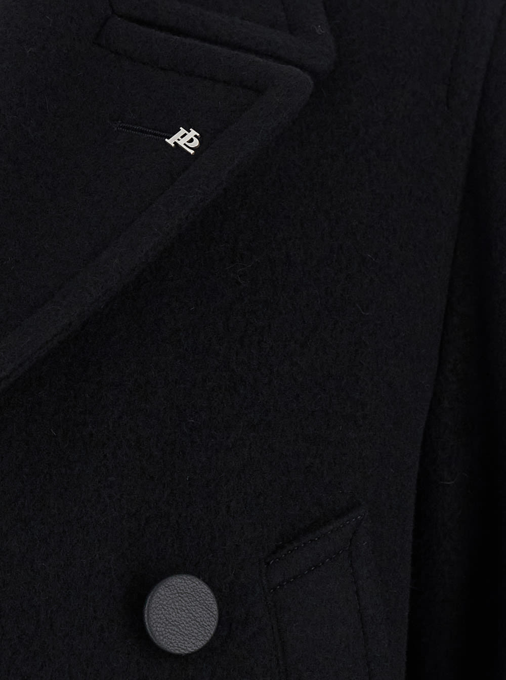 Shop Tagliatore Black Double-breasted Coat With Four Pockets In Wool Blend Man