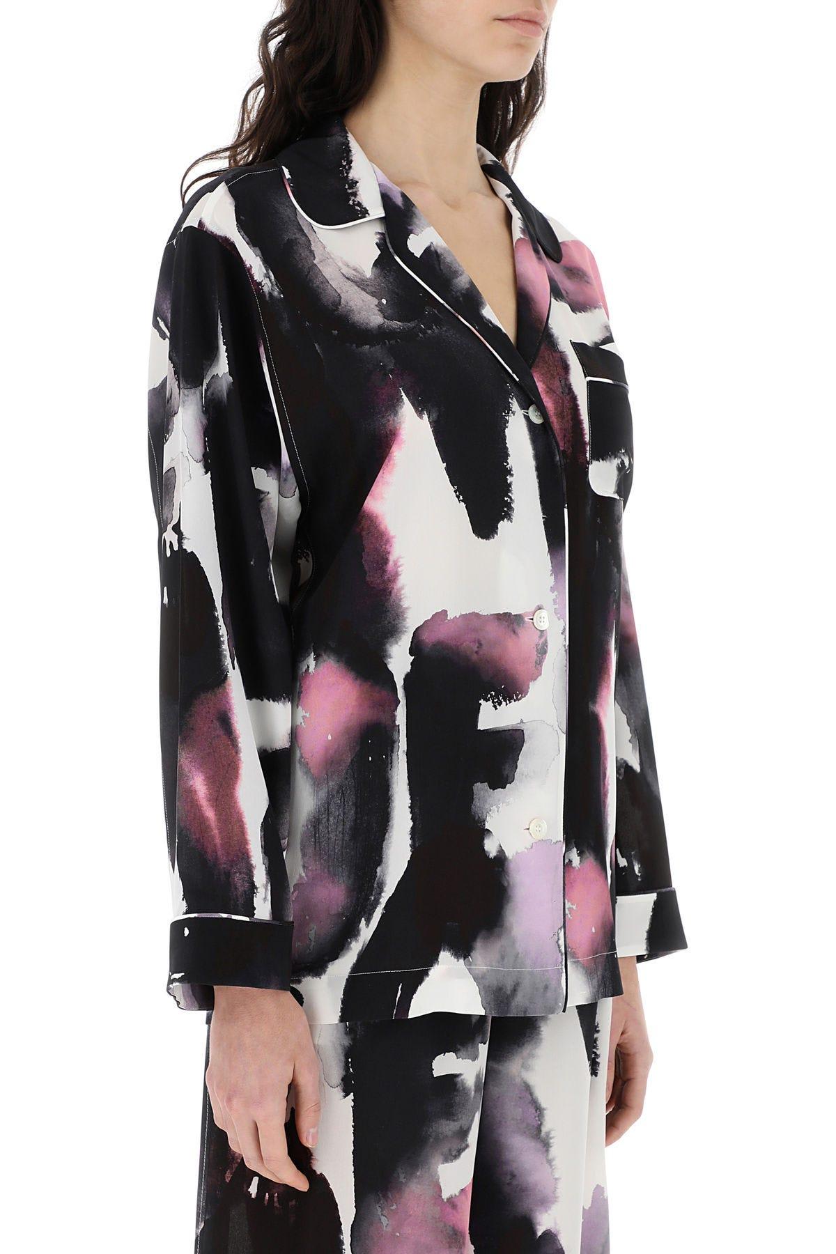 Alexander Mcqueen Silk T-shirt In White/black