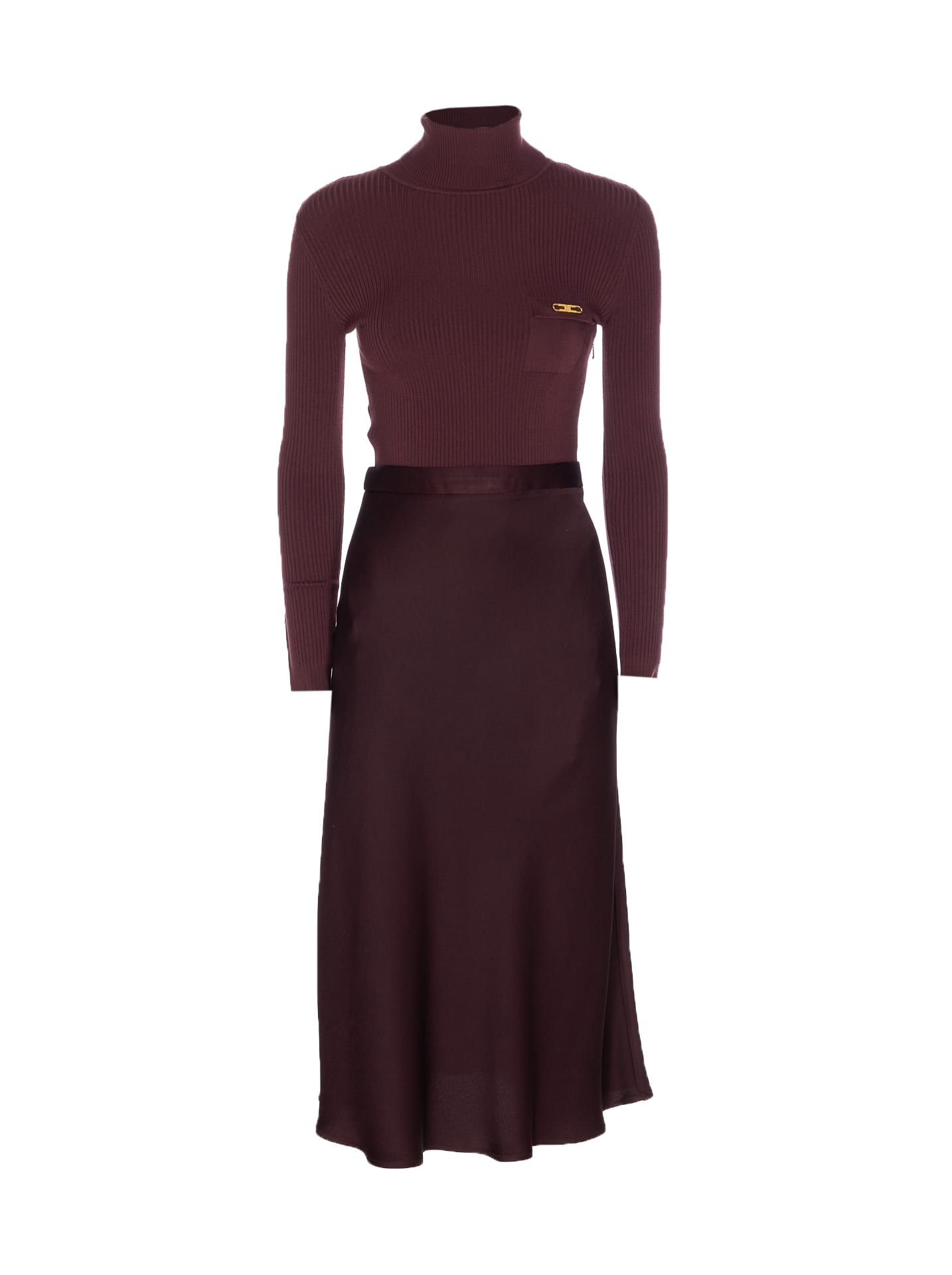 Elisabetta Franchi Long Dress In Burgundy