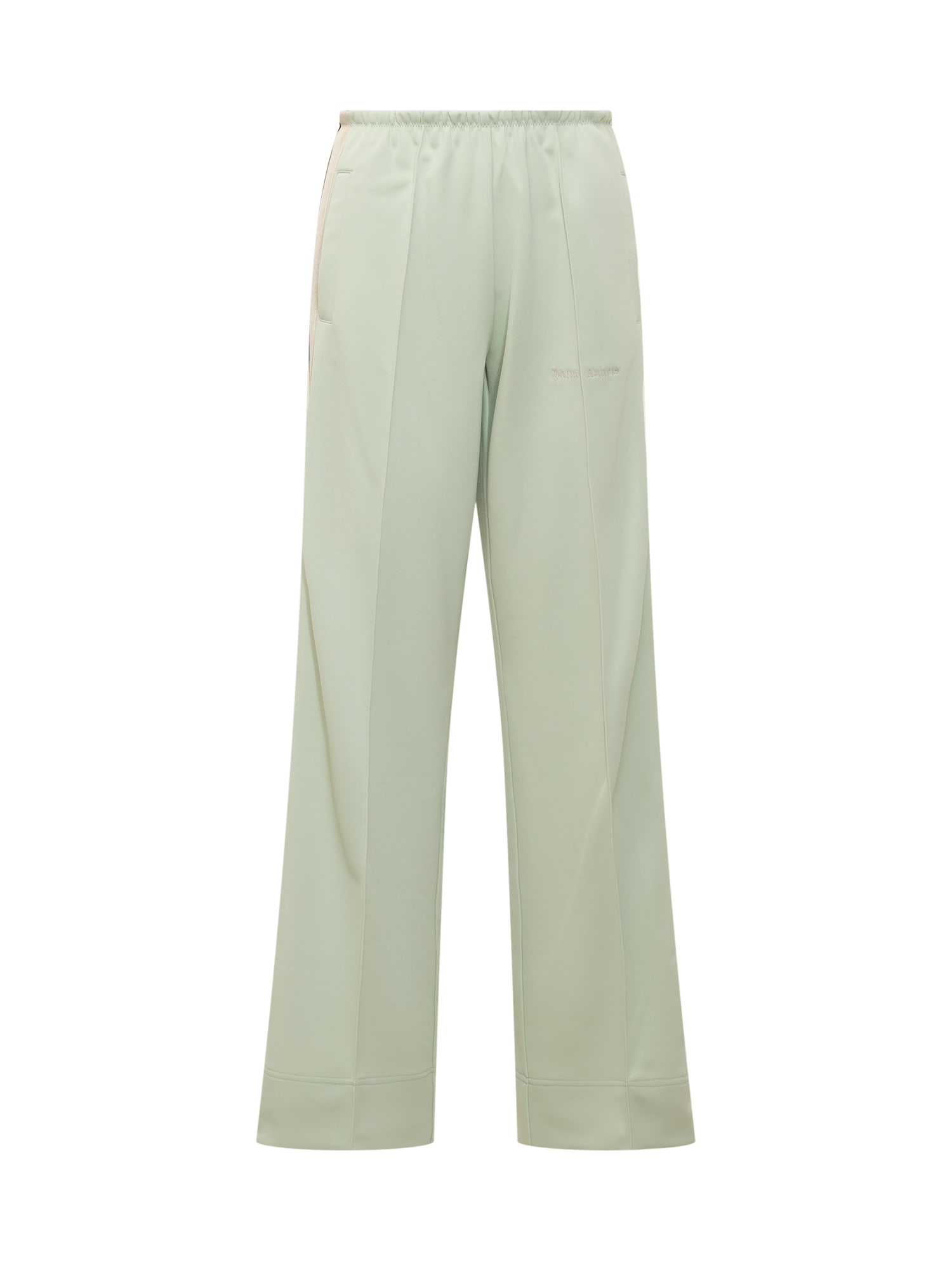 Shop Palm Angels Pants With Logo In Mint Off White