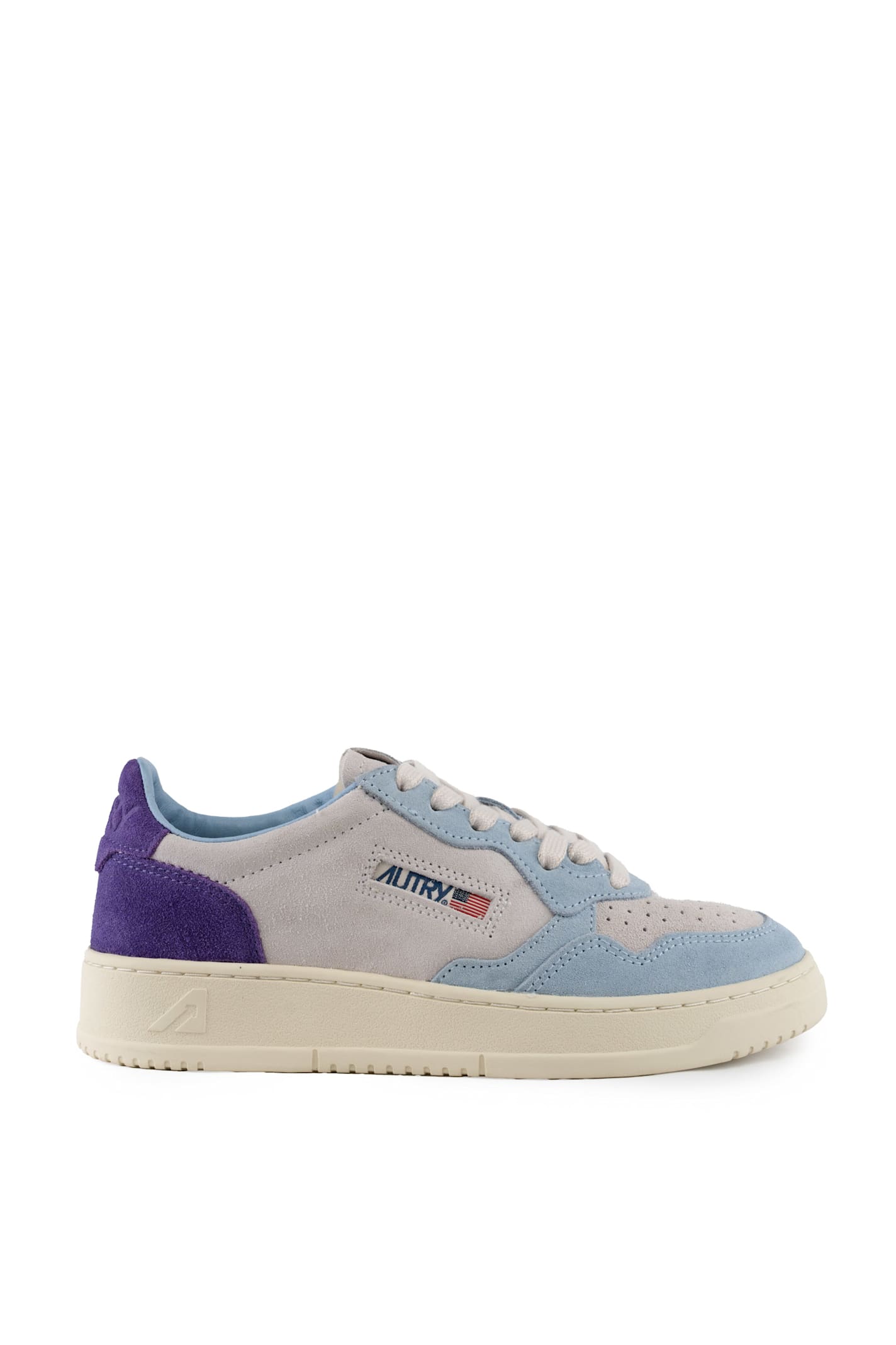 Autry Medalist Low Tricolor Suede Sneakers Patridge And Mauve Color In Multi