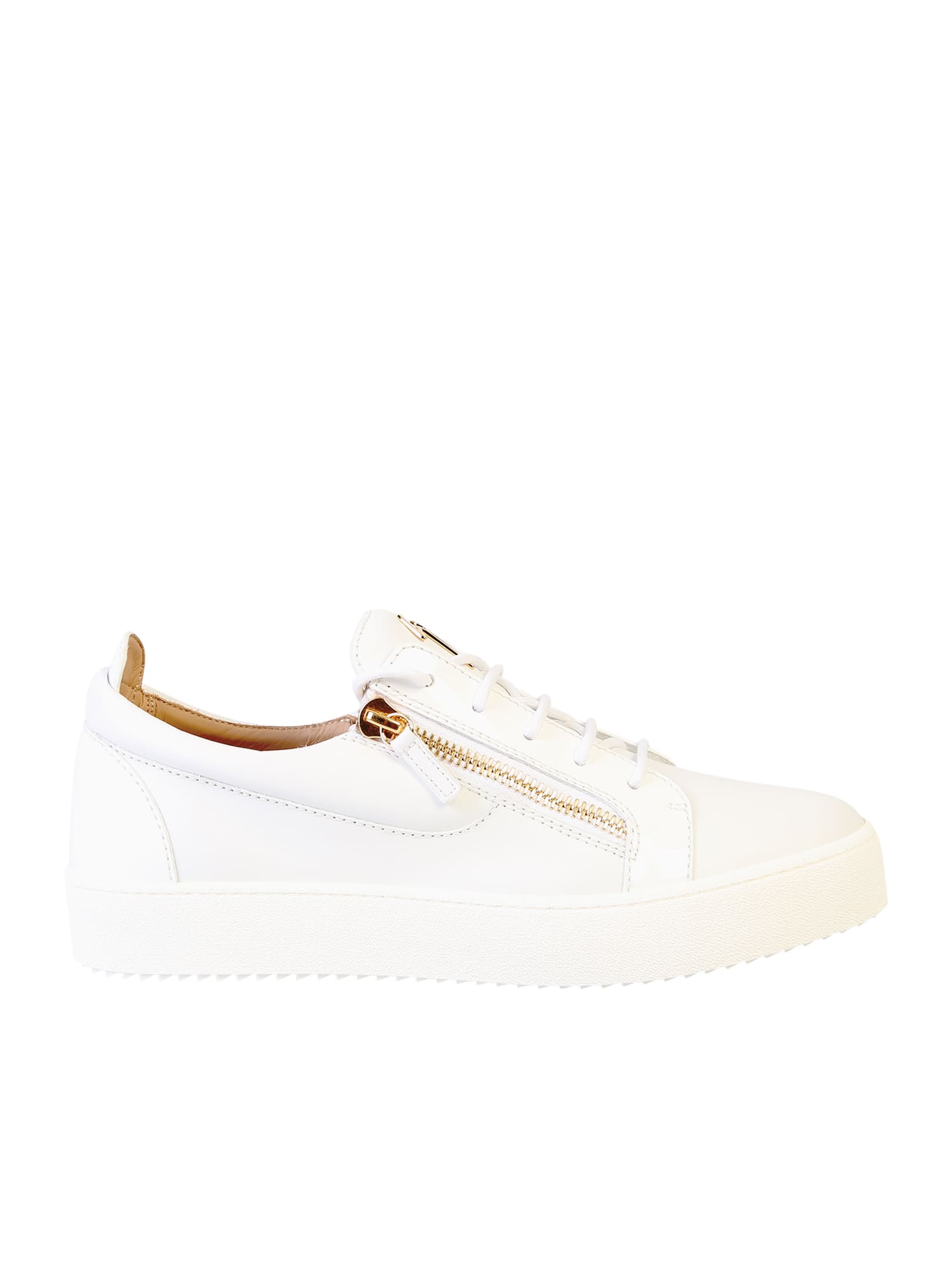 Shop Giuseppe Zanotti Zipped Sneakers In White
