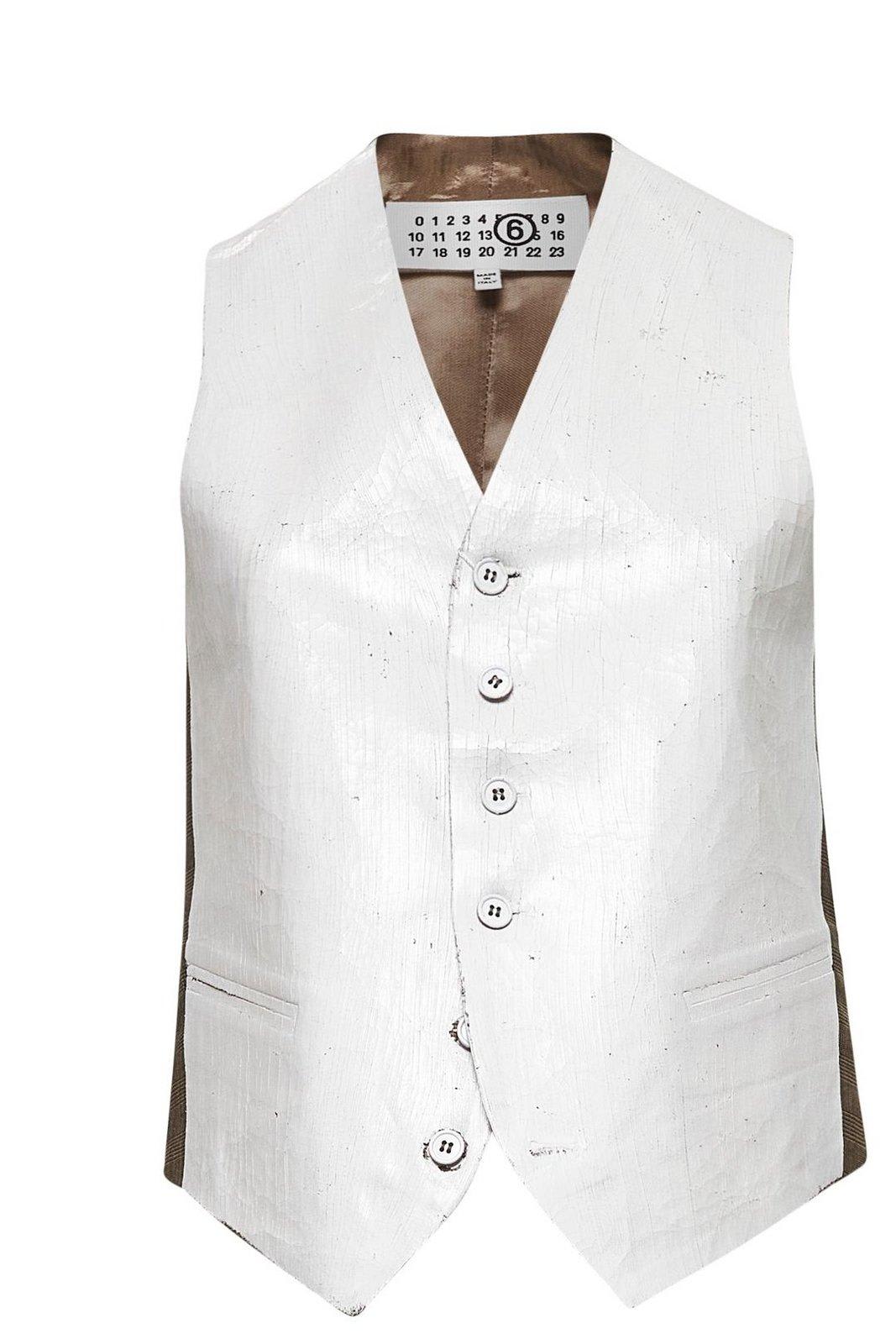 Shop Mm6 Maison Margiela V-neck Panelled Vest