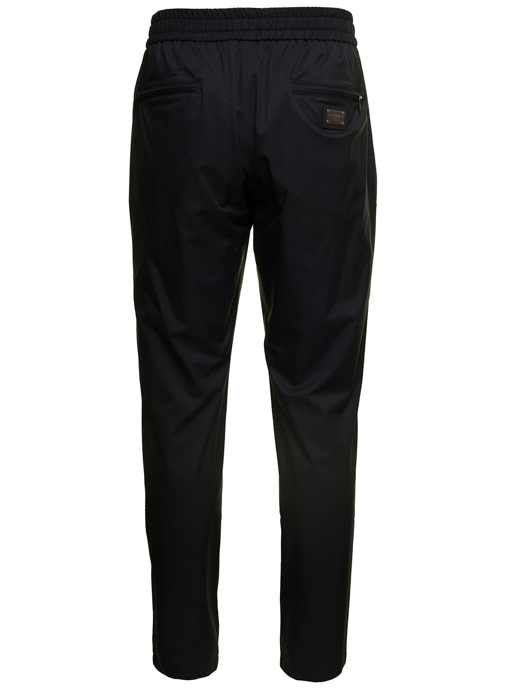 Shop Dolce & Gabbana Black Jogger Pants Witrh Drawstring In Jersey Lined Nylon Man In Nero